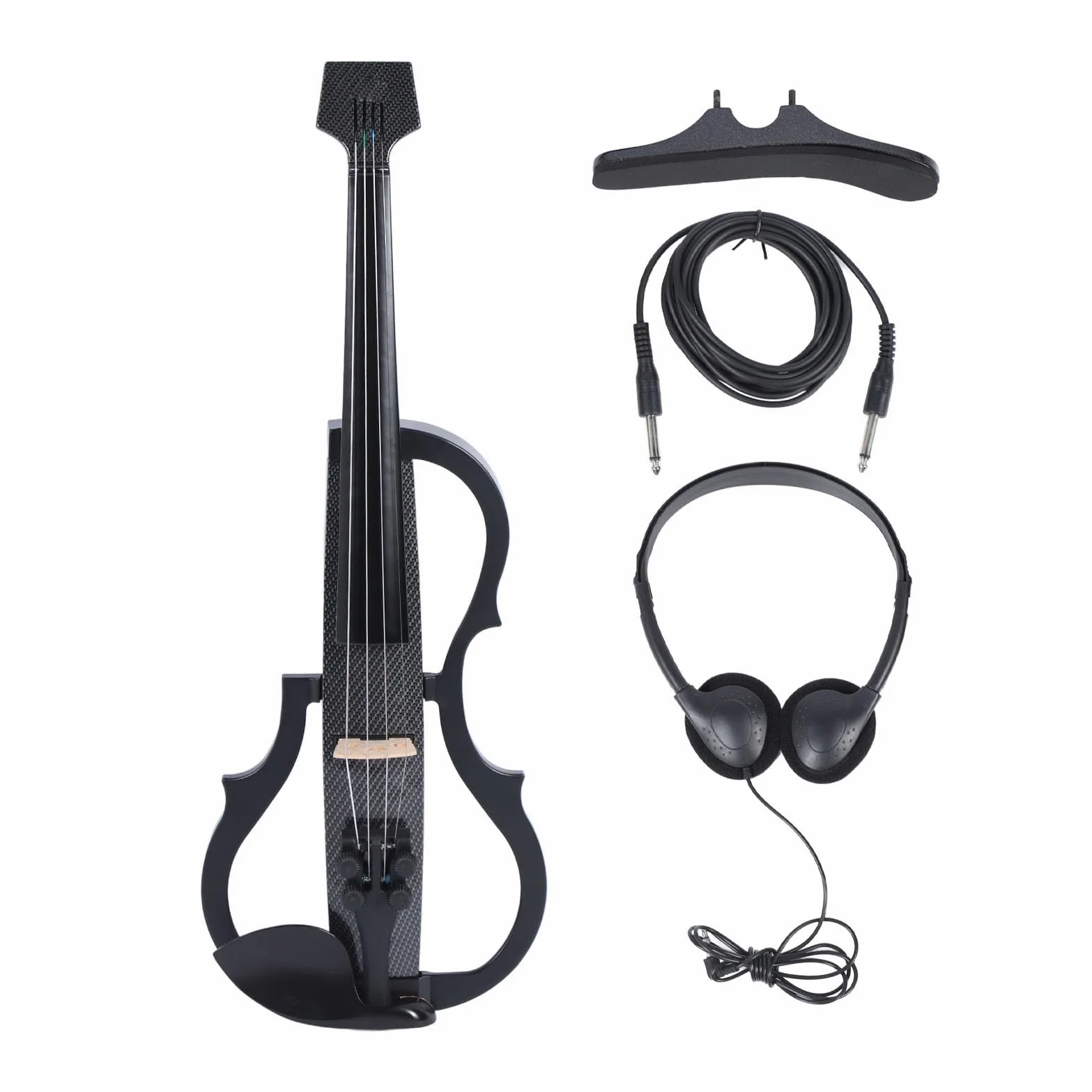 Violino Elettrico Silenzioso Professionale - Violino Elettrico Full Size 4/4 in Fibra di Carbonio Premium e ABS con Pickup per Adolescenti Adulti (Nero strutturato)