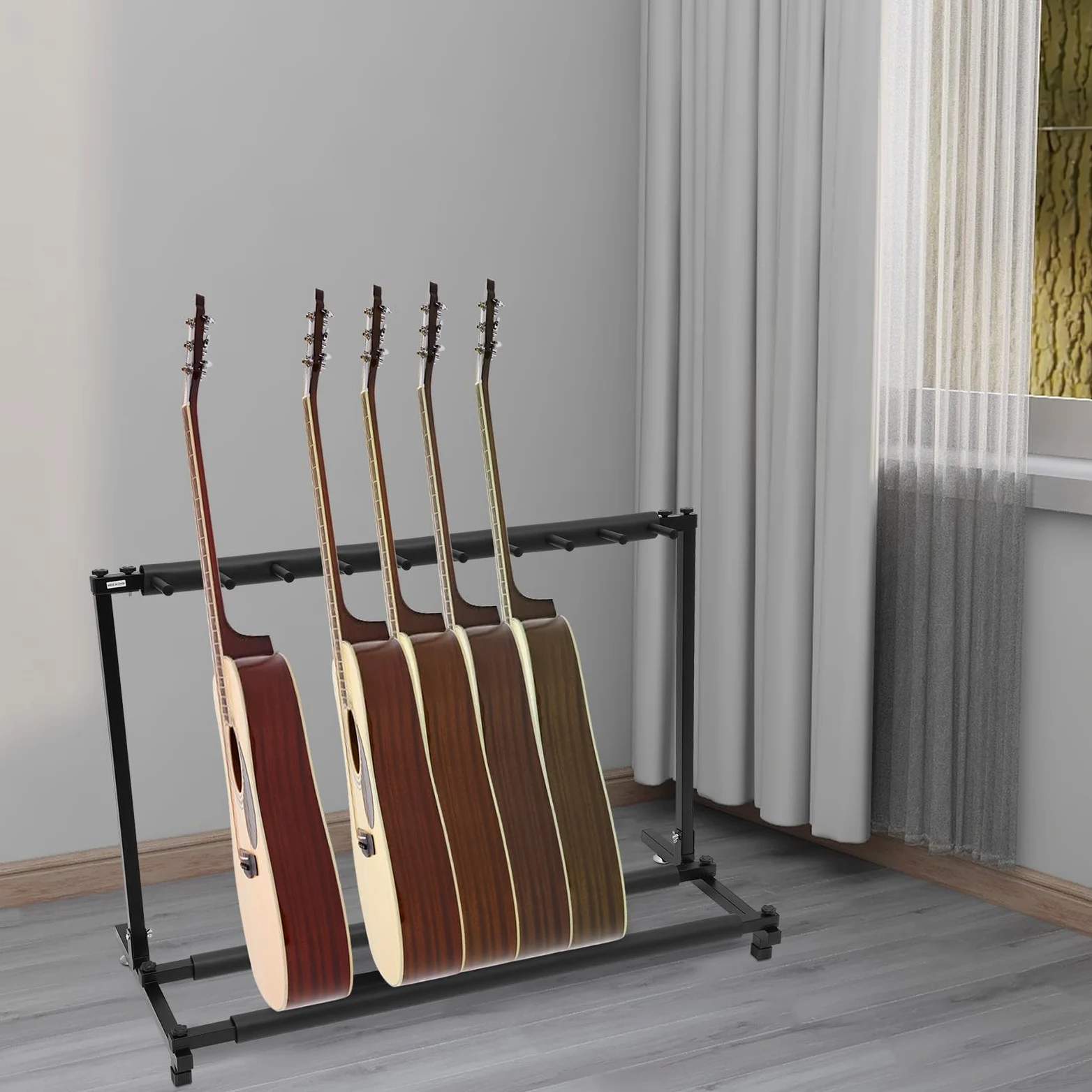 Supporto per Chitarra a 9 Volenti - Adatto Universale, Multifunzionale con Supporto Multifunzione per Acustica, Basso, Chitarra Elettrica - Regalo Nero
