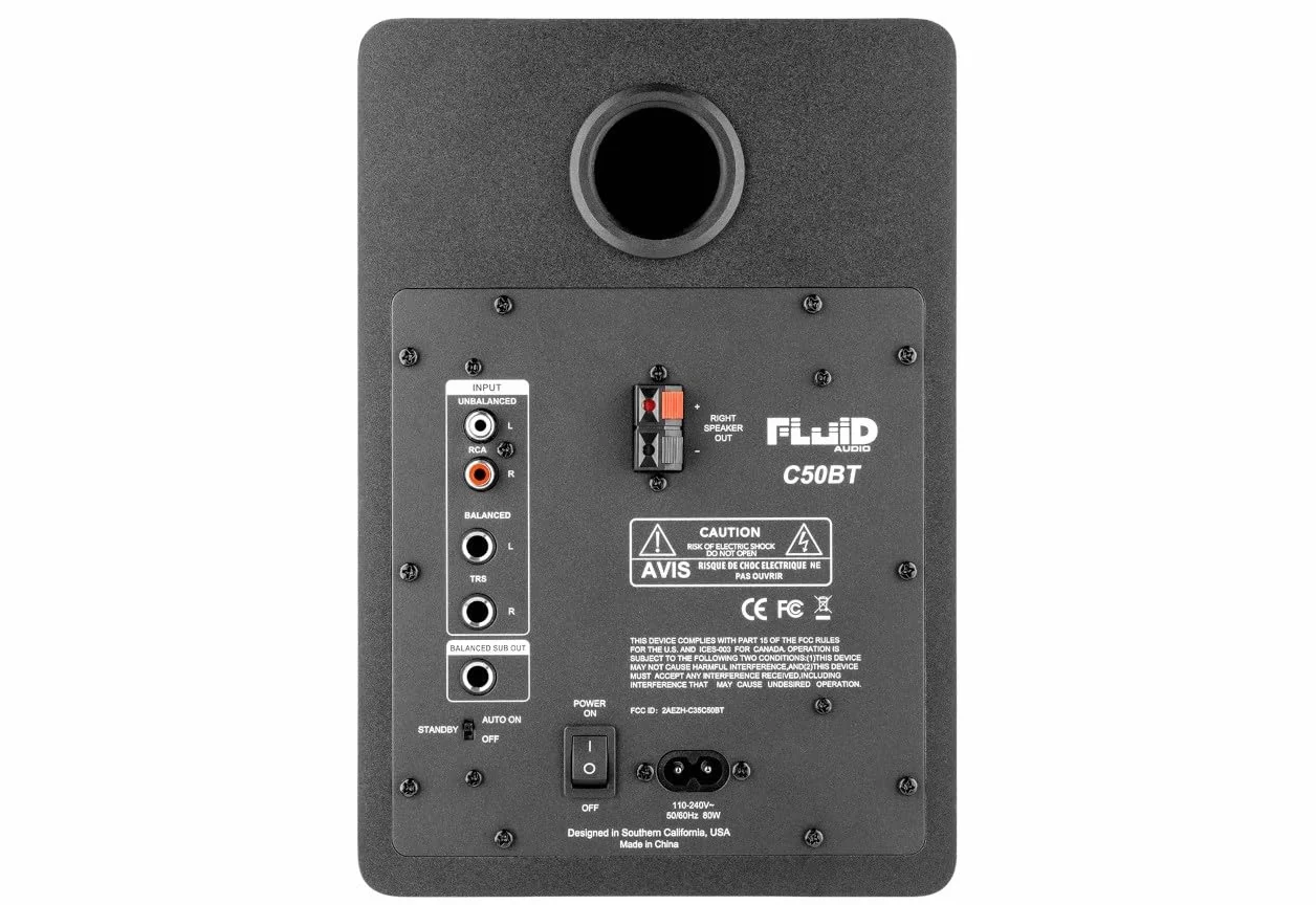 Fluid Audio C50BT Studio Monitor, coppia di diffusori attivi (diffusore da studio con bilanciamento del suono neutro, monitor con driver da 5 pollici e connettività BT)