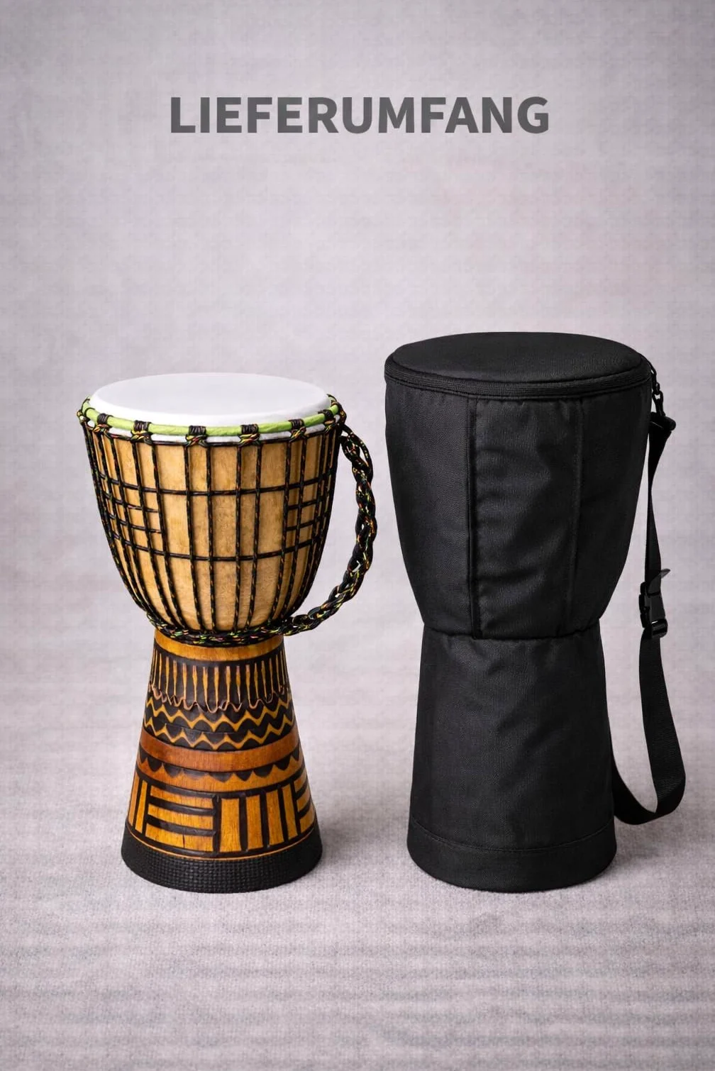 Mienloco, tamburo djembe di alta qualità, inclusa borsa da viaggio 30 cm