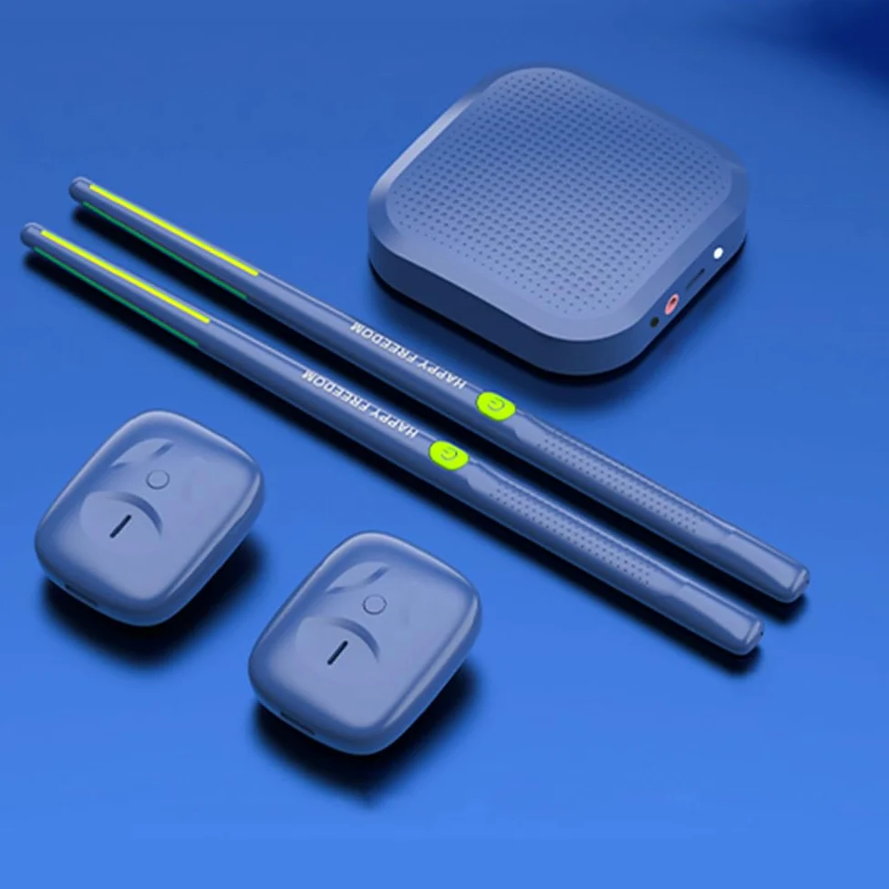 Set di batteria elettronica virtuale, set di bacchette ad aria, bacchette elettriche, batteria ad aria con bacchette, pedali, Bluetooth e 8 suoni, macchina elettrica da tavolo per batteria