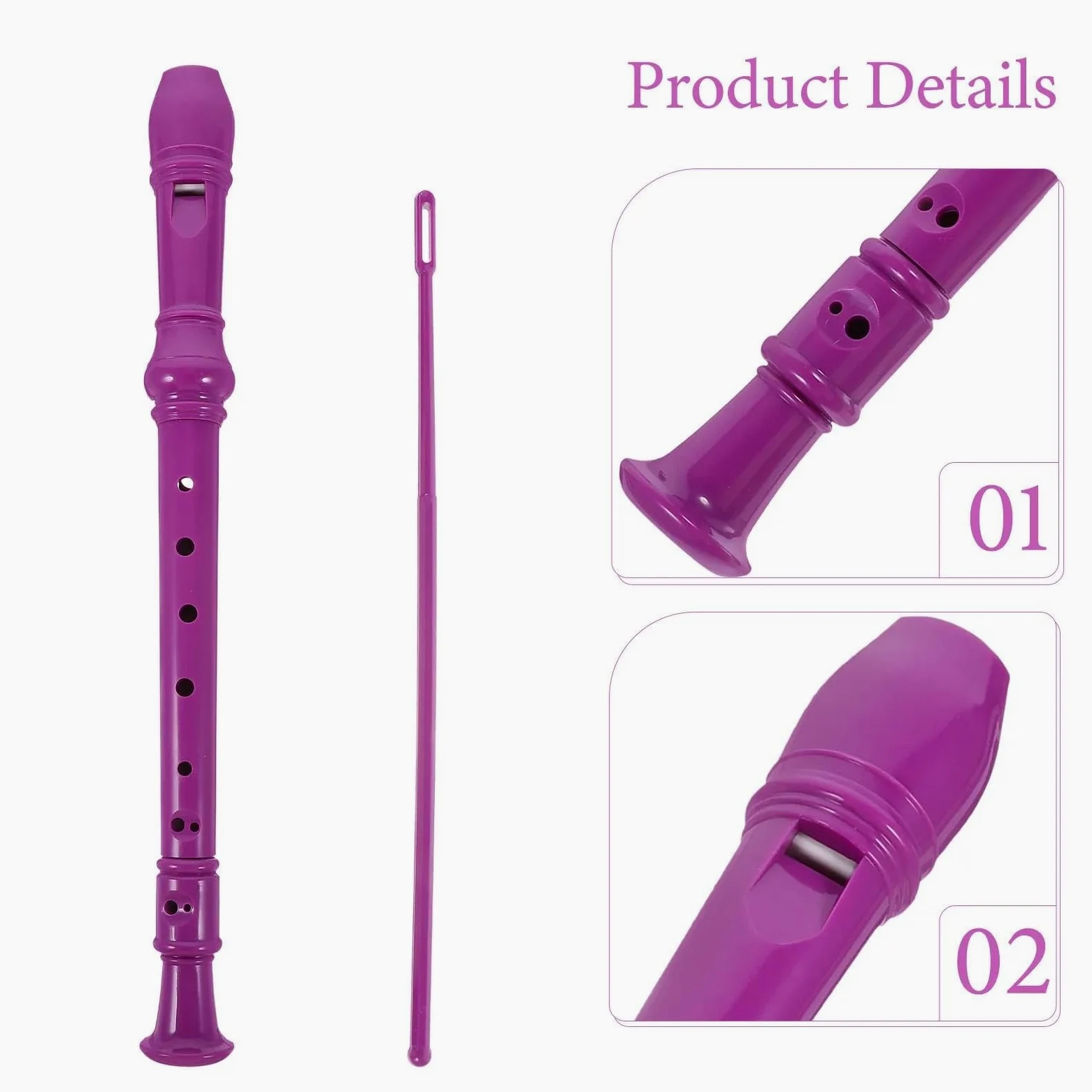 1 Set Di Strumenti Per Flauto In ABS A 8 Fori Flauto Dolce Soprano | Produce toni chiari e risonanti per suonare in modo piacevole.