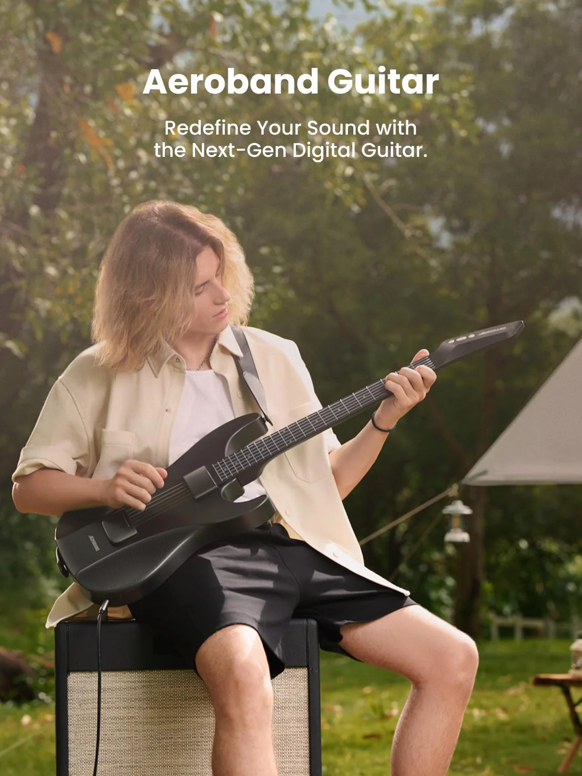 AeroBand Chitarra elettrica senza corda, chitarra elettrica acustica senza corde, tastiera portatile ed Emovable Chitarra da viaggio per principianti, appassionati, adulti, regalo (2024)