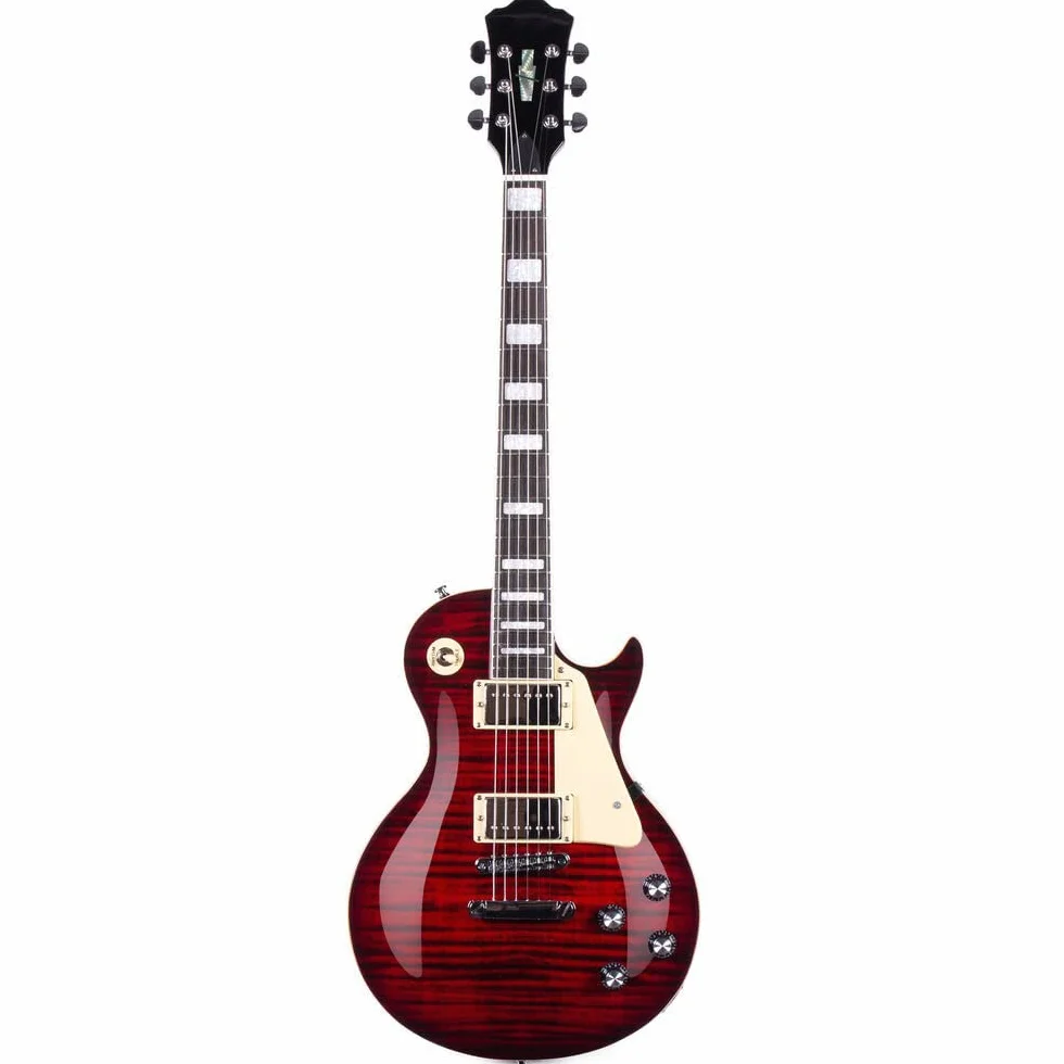 Kit Chitarra Elettrica Les Paul da 40 Pollici per Principiante, Intermedio e Professionista, Chitarra con Corpo e Manico in Mogano Massello, Pickup Humbucker Cromati con Borsa (Rosso)