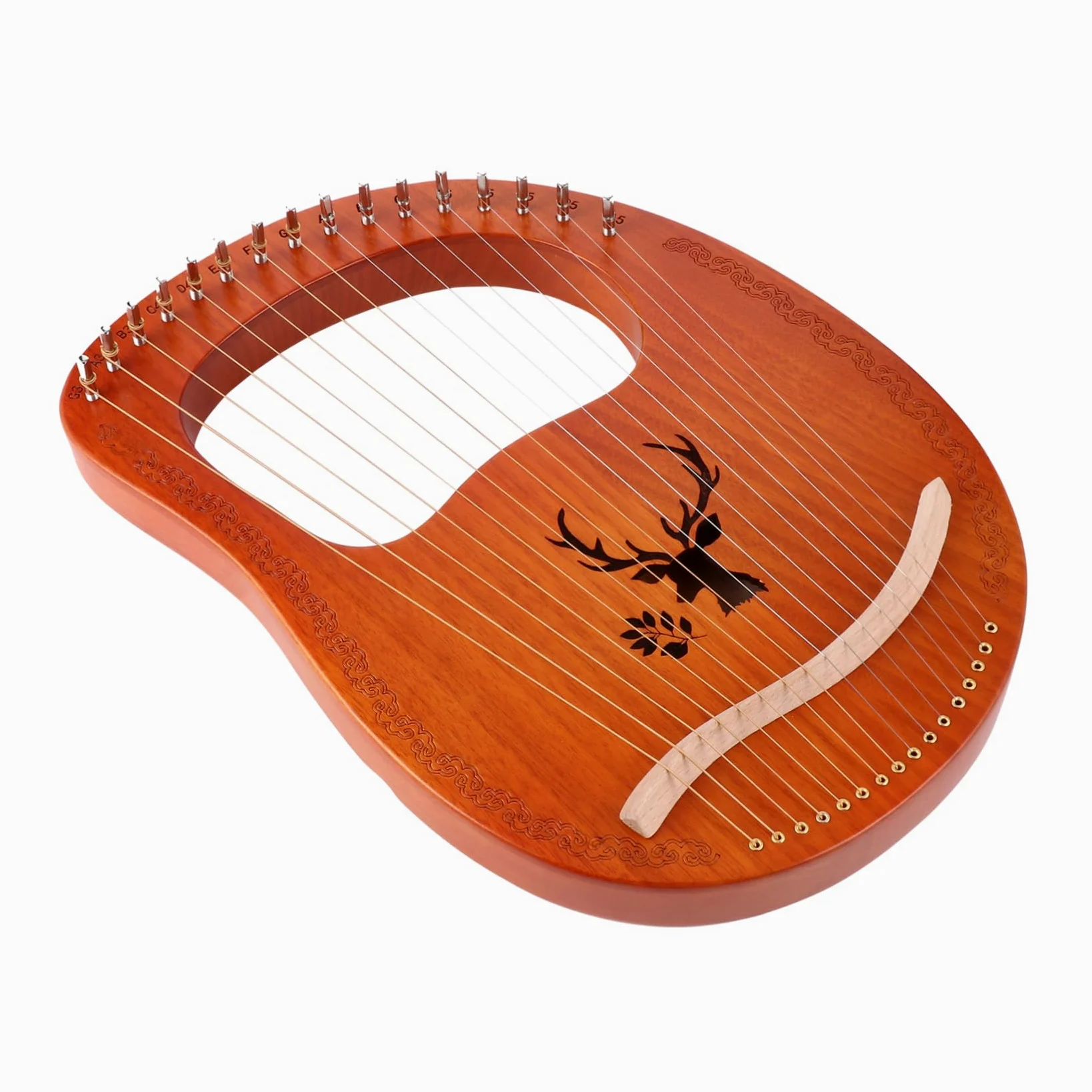 TOYANDONA Arpa Lira Strumento Corda Corde in Metallo di Pannello Decorativo Motivo Renna Ponte ad Altezza Bordi Arrotondati per Presa Sicura Strumento Musicale Portatile