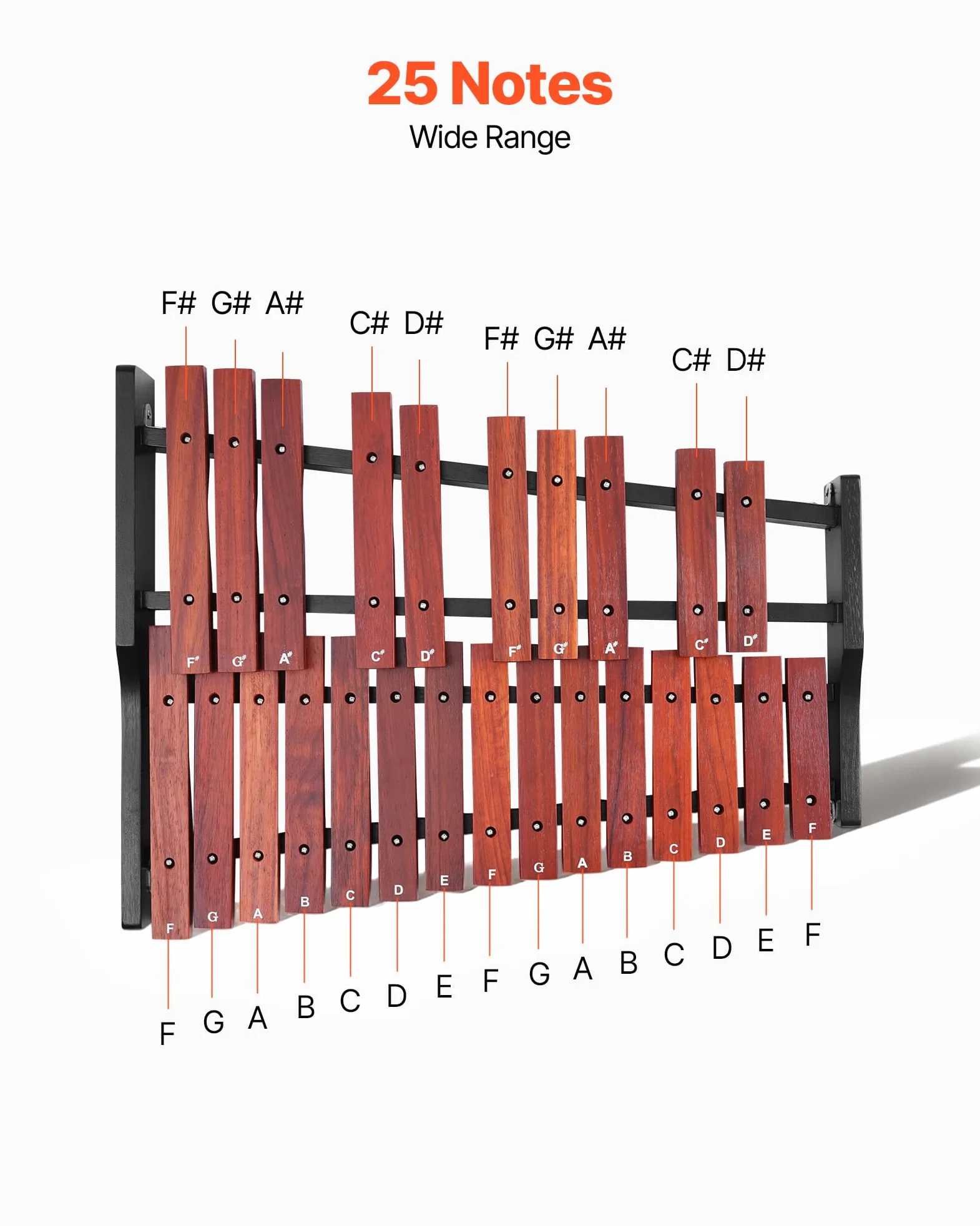 VEVOR Glockenspiel Xilofono, 25 Note, Strumento a Percussione Professionale in Legno, con 4 Bacchette, Borsa per il Trasporto, Kit di Strumenti Musicali Glockenspiel per Principianti