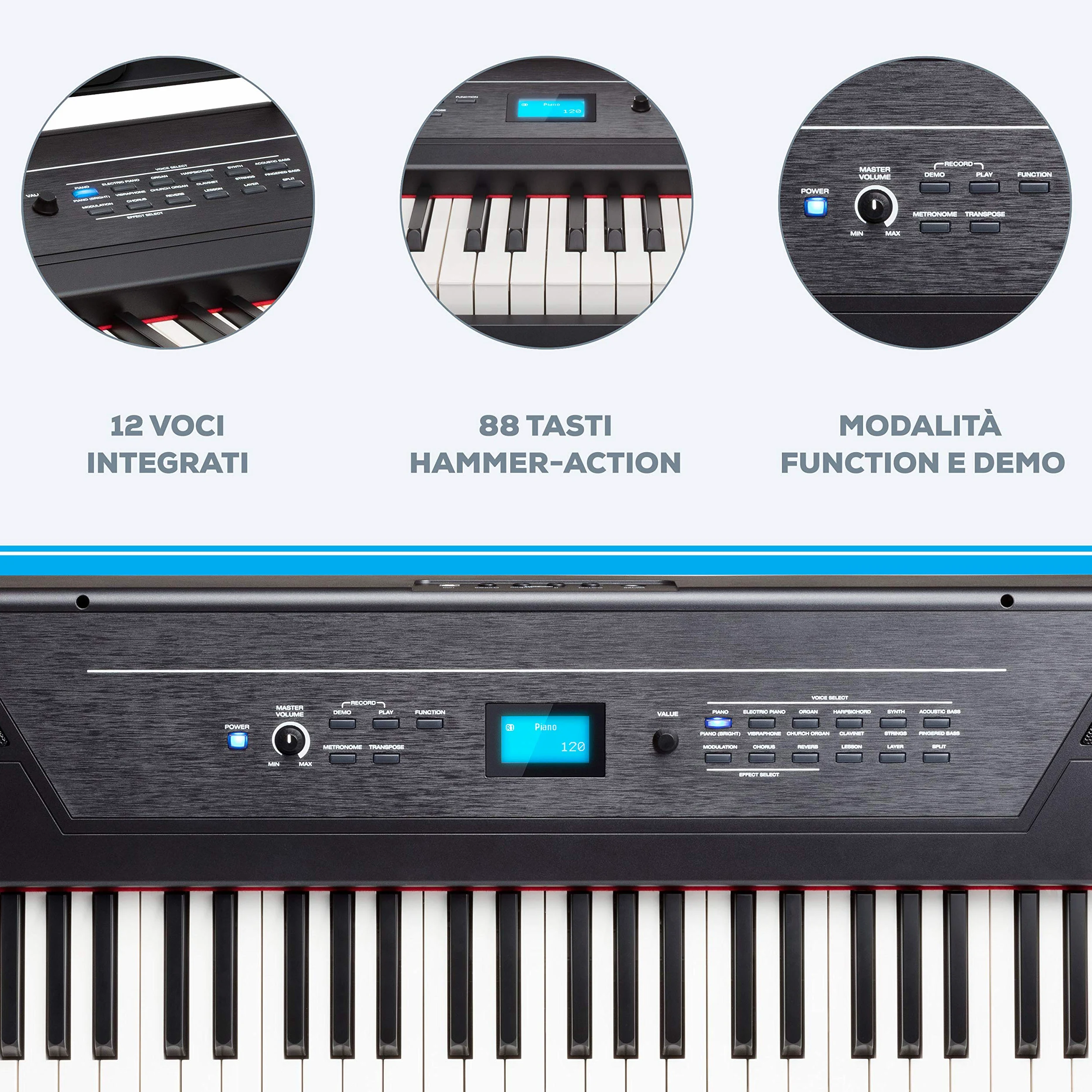 Alesis Recital Pro + SRP100 - Pianoforte Digitale 88 Tasti Pesati, Pianola con Casse Integrate e Lezioni Online + Cuffie da Studio Monitor Professionali