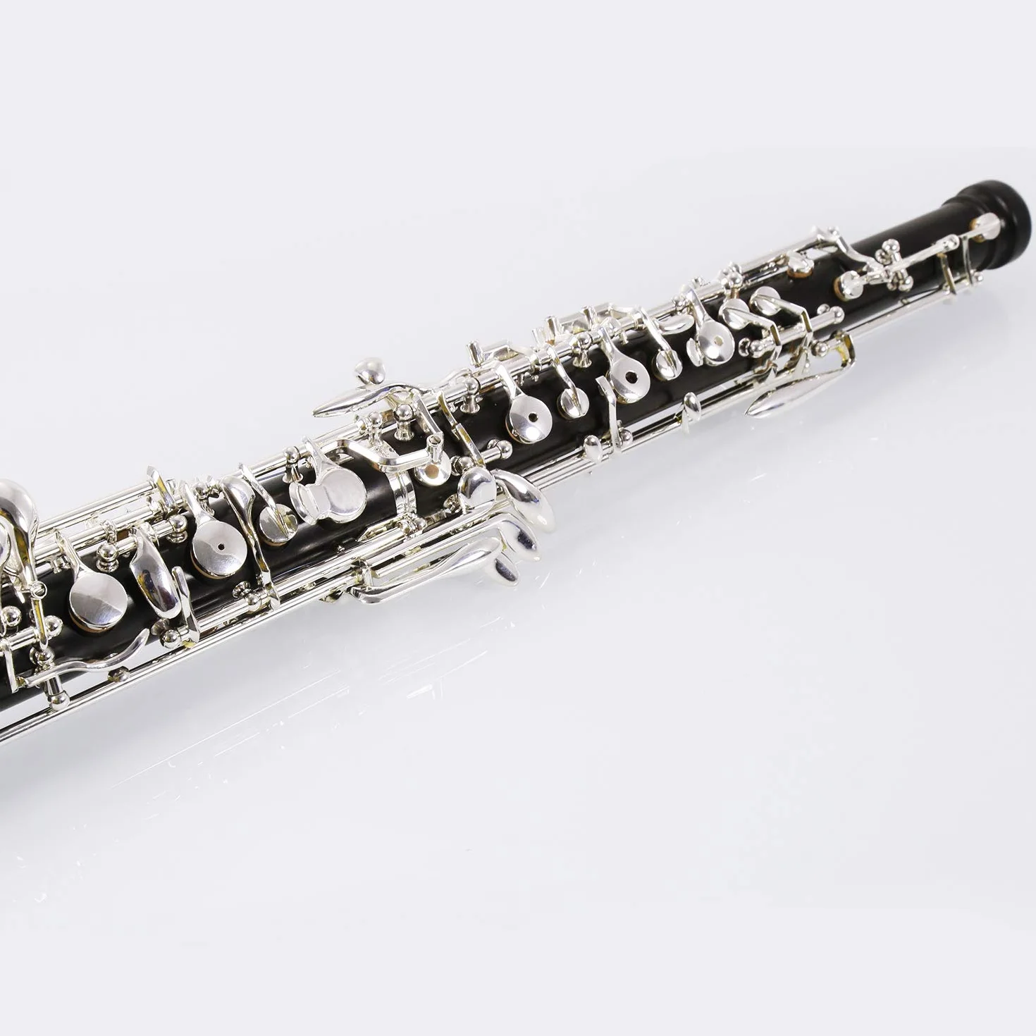 Rochix Oboe WHS36 - Oboe professionale con corpo in legno di ebano placcato argento, tono C semi-automatico, con 2 ance, 1 panno per la pulizia, 1 tampone per oboe, 1 poggia pollice, 1 custodia e