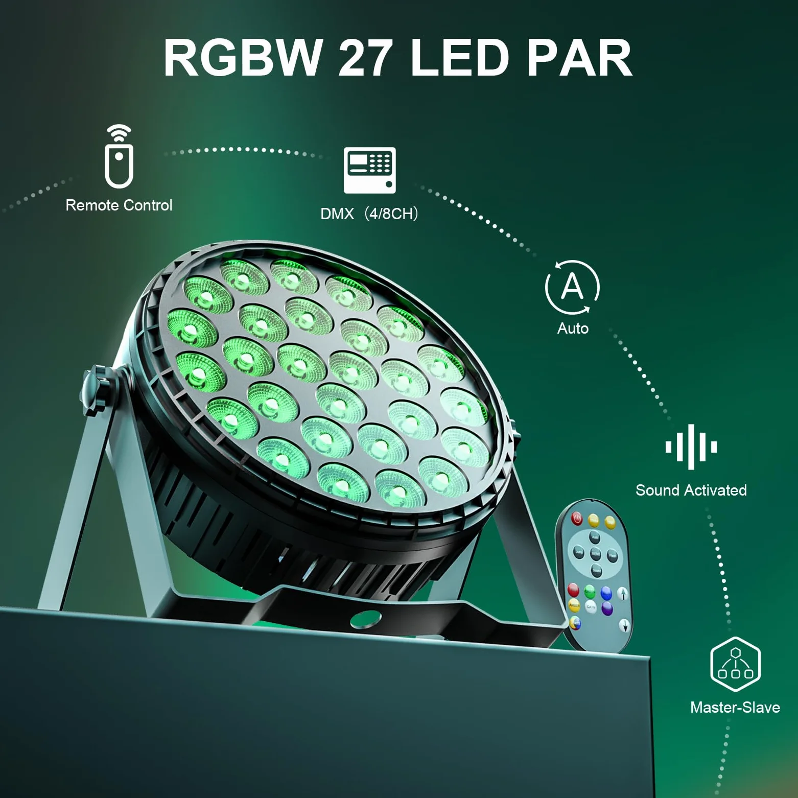 2PCS 216W Par LED Luci Palcoscenico, 27 x 8W RGBW Discoteca DJ Faretti DMX 4/8CH Alta Luminosità Luce Fari LED con Telecomando per Festa Party Bar Teatro Natale