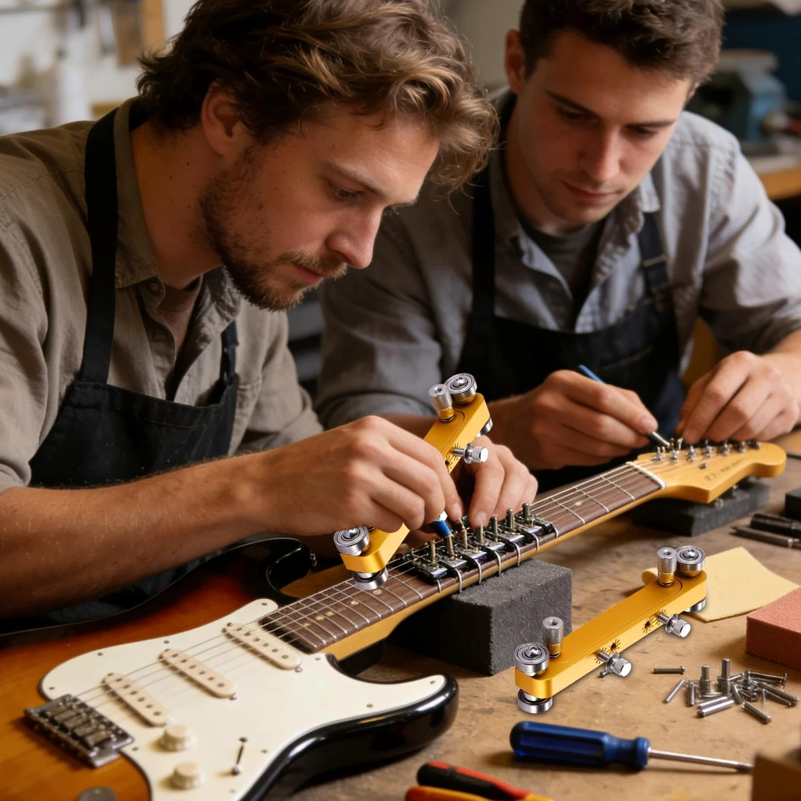Levigatrice per sillet e cavalletto per chitarra, strumento di levigatura regolabile, levigatrice a sillet per chitarra, per la fabbricazione e la riparazione di strumenti musicali