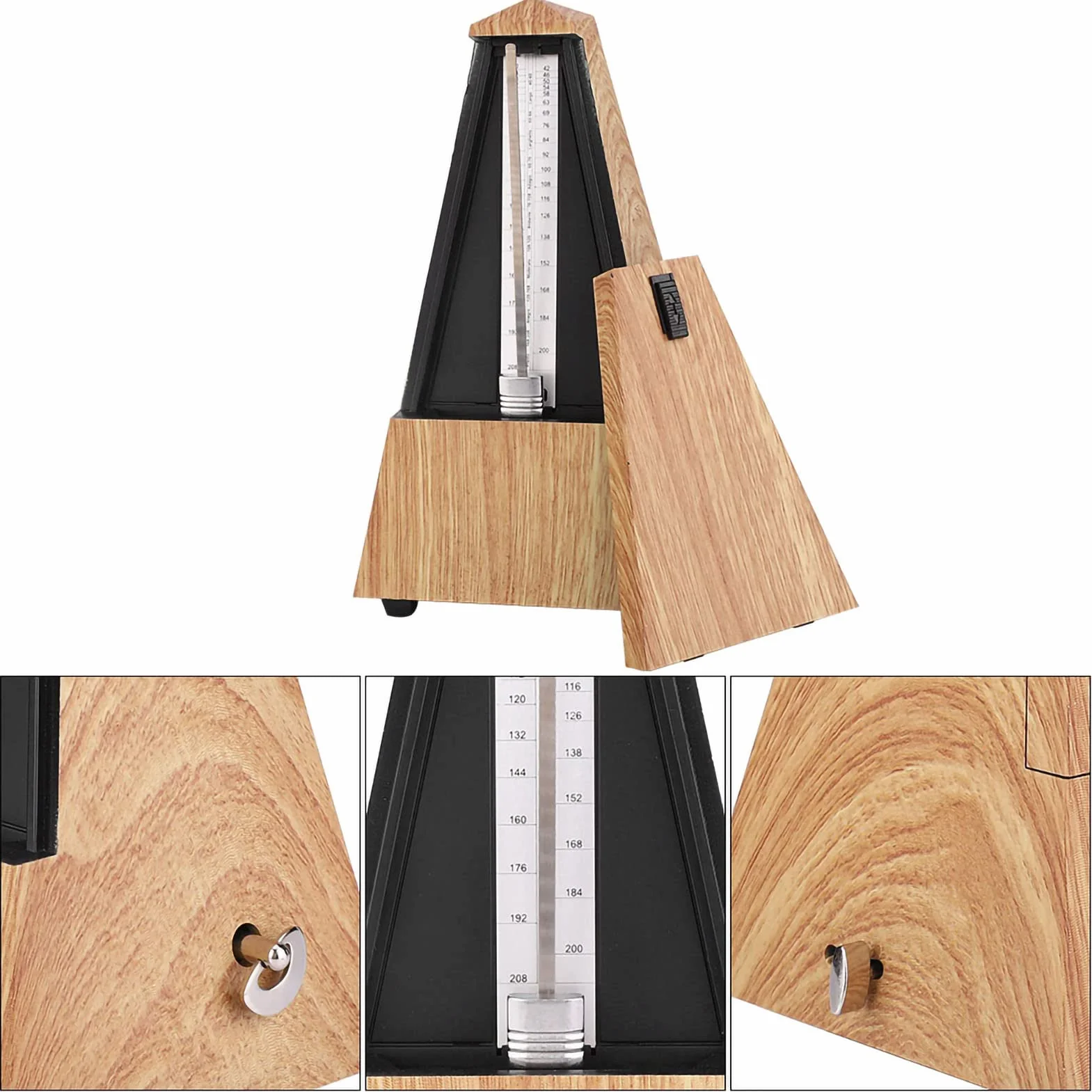 Metronomo Meccanico Regolabile in Legno Chiaro per Chitarra Pianoforte Batteria 2160 BPM 18 Minuti Accessori Strumenti Musicali Pratica Musica
