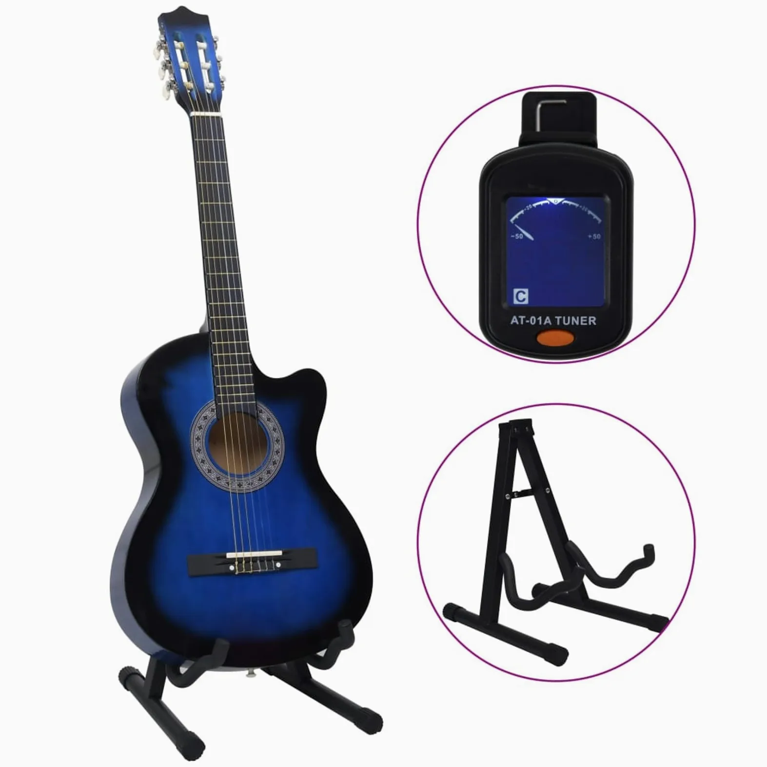 Lechnical Set Chitarra Classica Western 12 pz con 6 Corde Blu 38",Arte e Svago,Hobby e Arti Creative,Strumenti Musicali,Strumenti a Corda,Chitarre-70135
