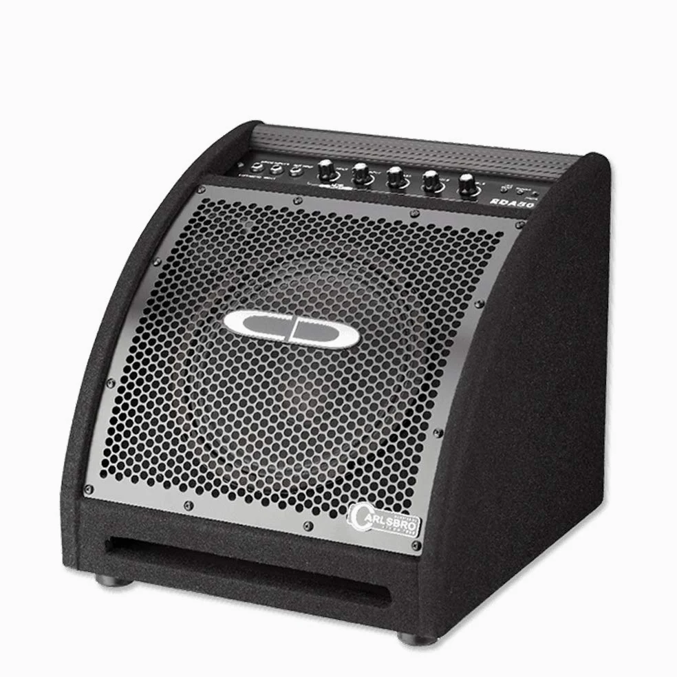 Carlsbro EDA50 - Altoparlante elettronico da 10" con amplificatore integrato da 50 W, equalizzatore a 3 bande, ingresso AUX e doppio canale per batteria digitale, design compatto con protezione