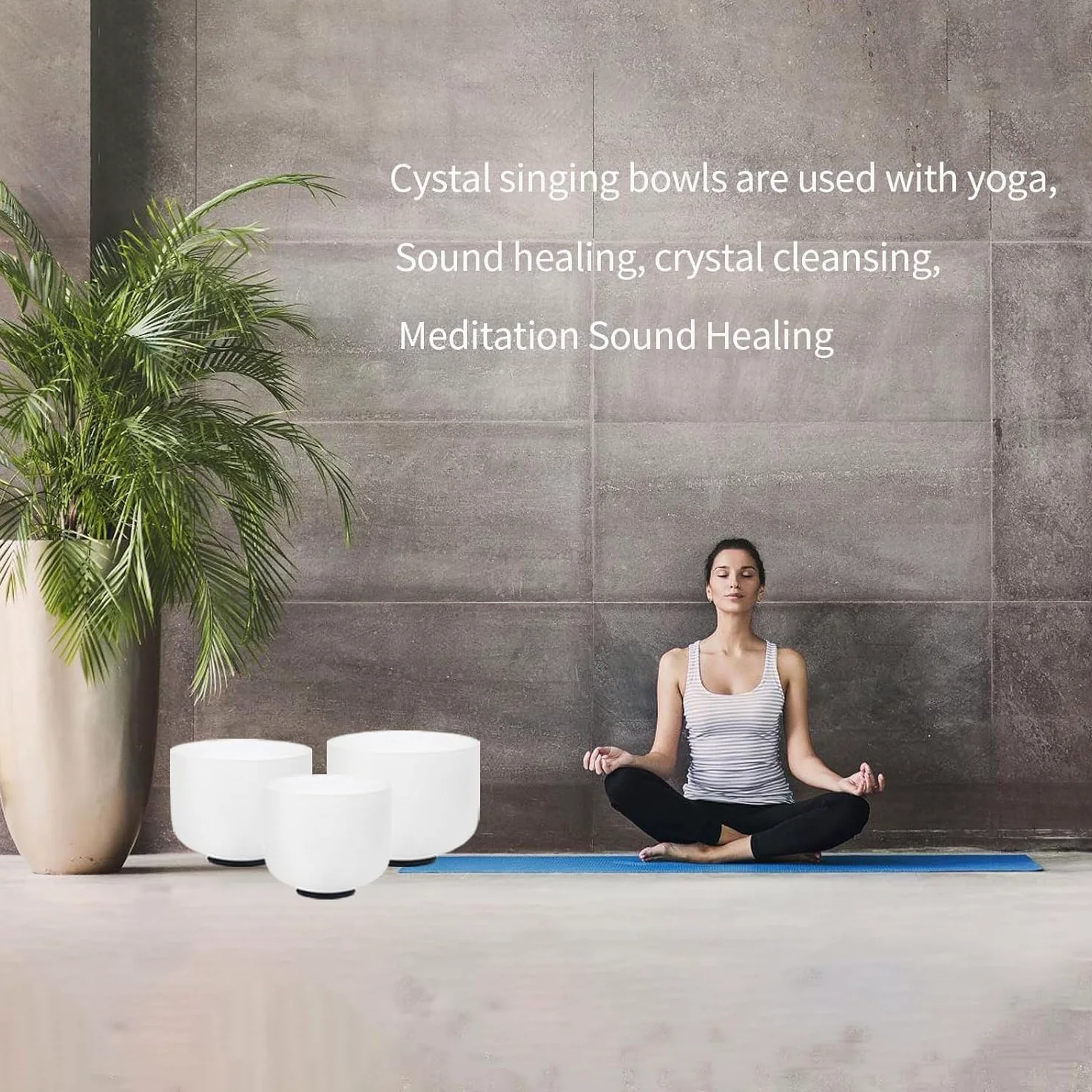 Hye-eun Set di 3 campane tibetane in cristallo, 432 Hz, 20-30 cm, Sol Mi Do, con custodia per il trasporto per guarigione del suono e meditazione