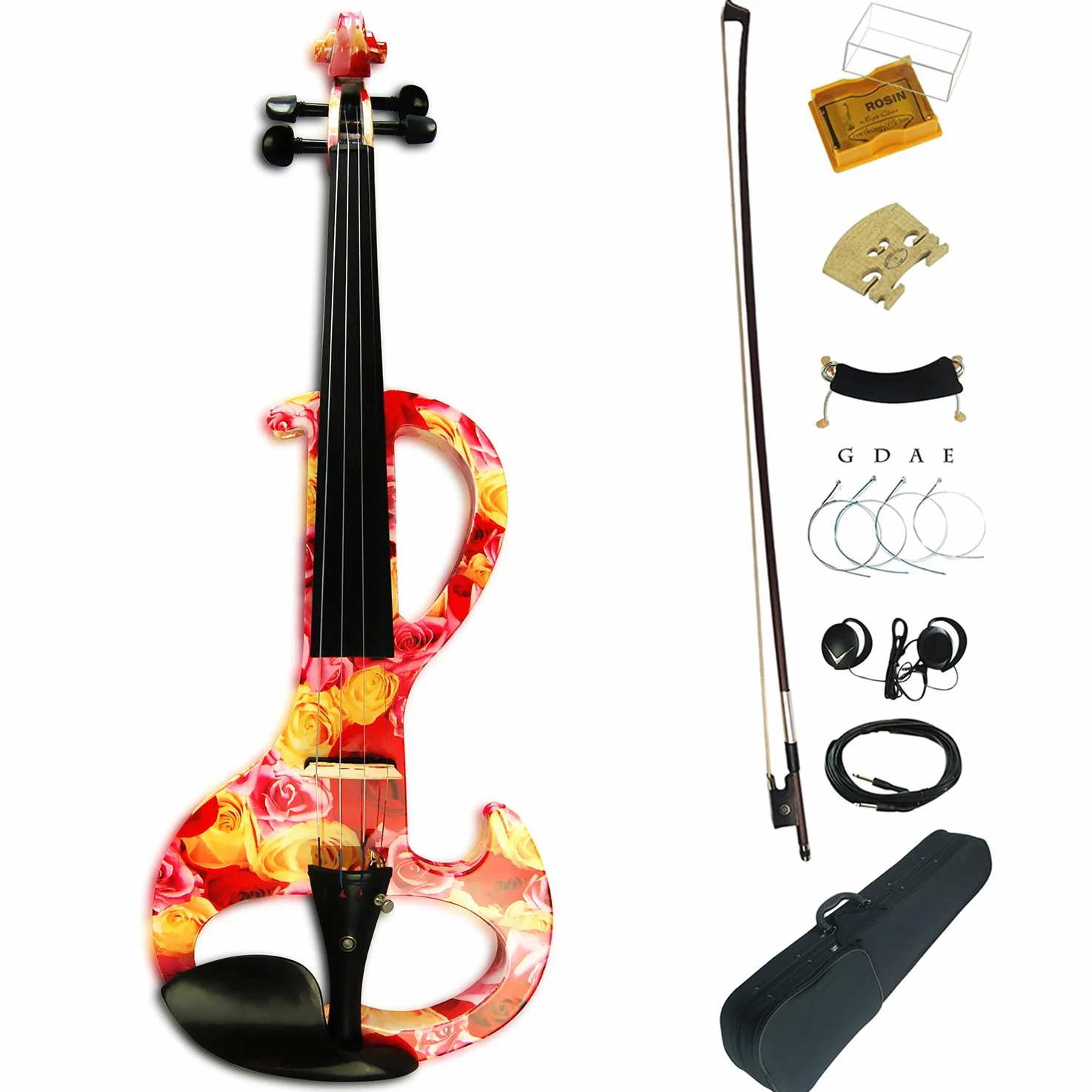 Aliyes - Violino elettrico professionale a mano da donna, silenzioso, 4/4, in legno massello, professionale, per principianti, per violino da viaggio, per spalla, 1003