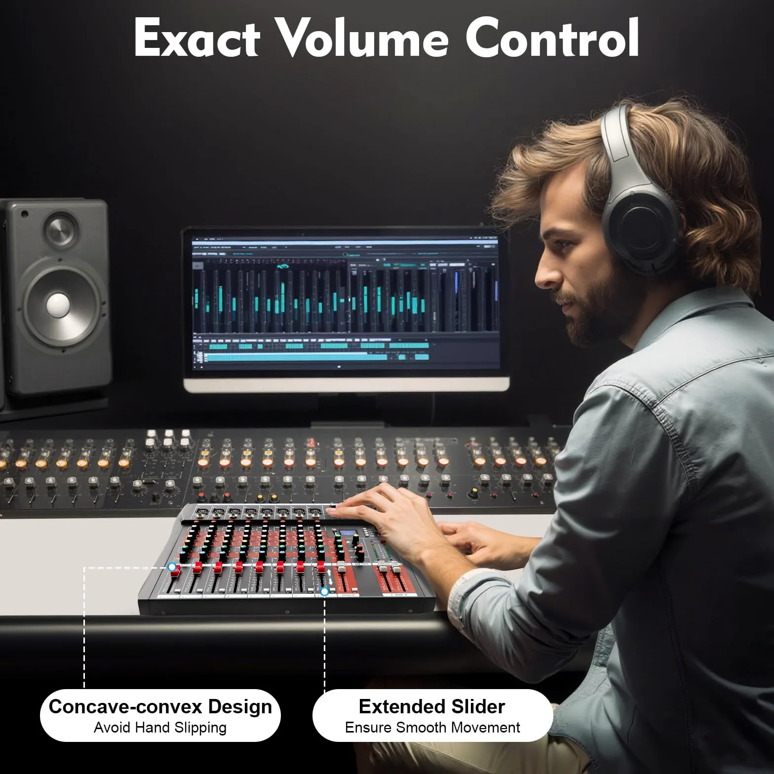 Mixer Audio Mixer 8 Canali Professionale con Bluetooth USB, Mixer 8 Ingressi Microfono Alimentazione Phantom 48V, Equalizzatore 3 Bande Fader Preciso per Karaoke Studio Scena