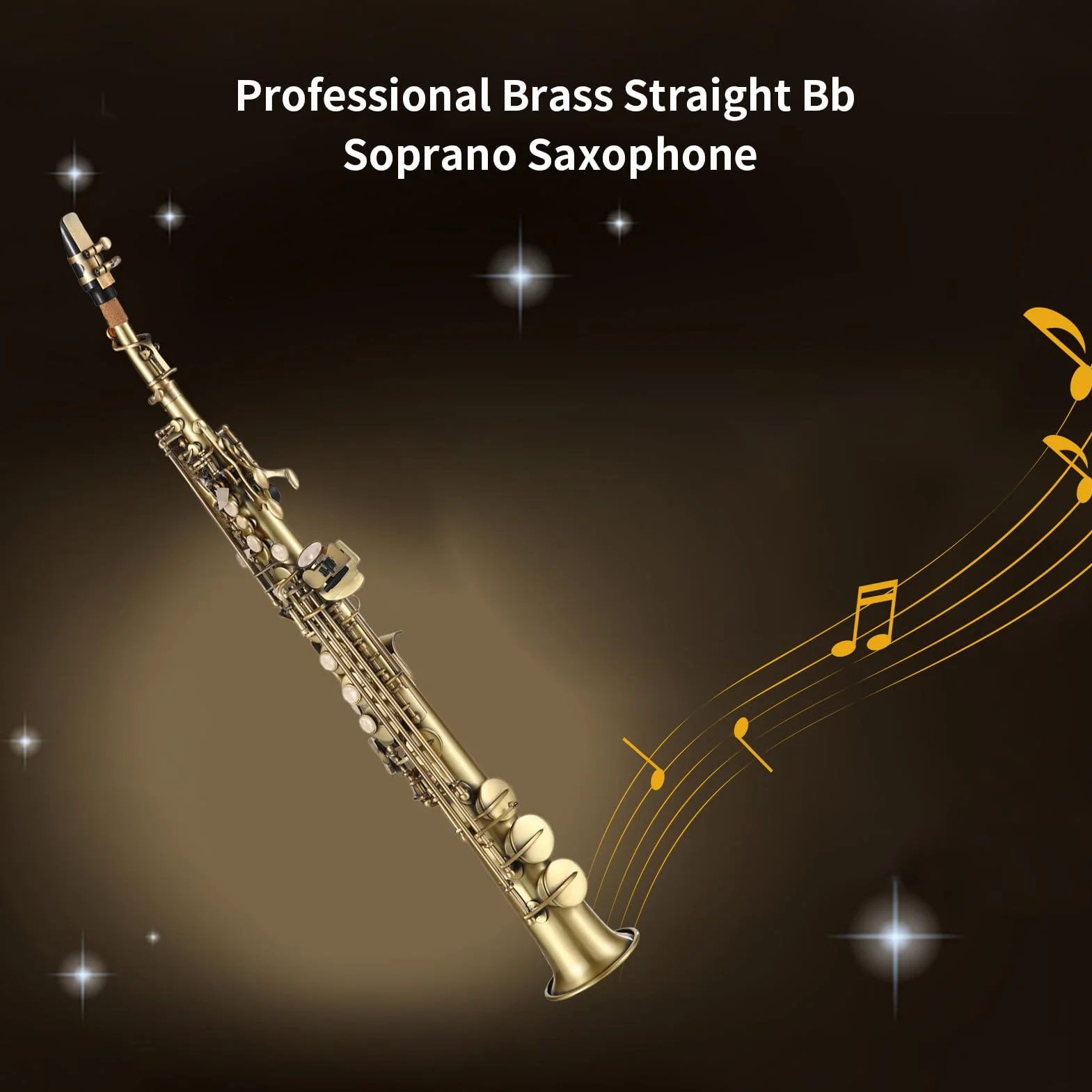 HUIOP Prof Ottone Dritto Sib Soprano Sassofono Nichelato Sax Strumento a fiato Custodia Kit Pulizia Guanti