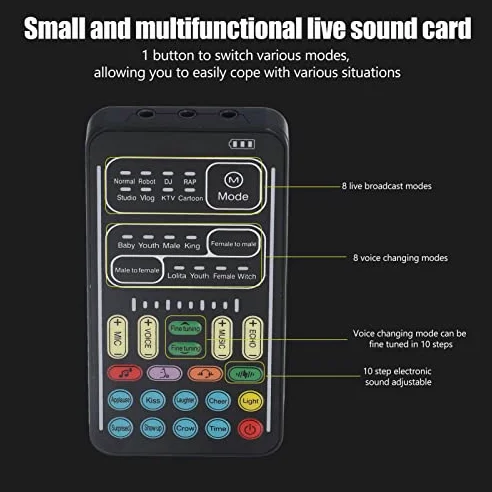 Cambia Voce Multifunzione, Registrazione Portatile Mini Sound Car, Scheda Live per Game Anchor Computer di Registrazione per per per Switch (Versione inglese)