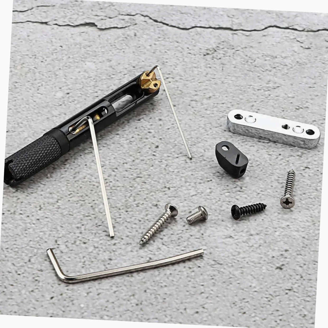 Ponte per Chitarra Elettrica senza Paletta Barra Singola Nera | Kit, Ricambio per Basso e Elettrica, Componenti in Rame e Lega, Modello Ga1117a