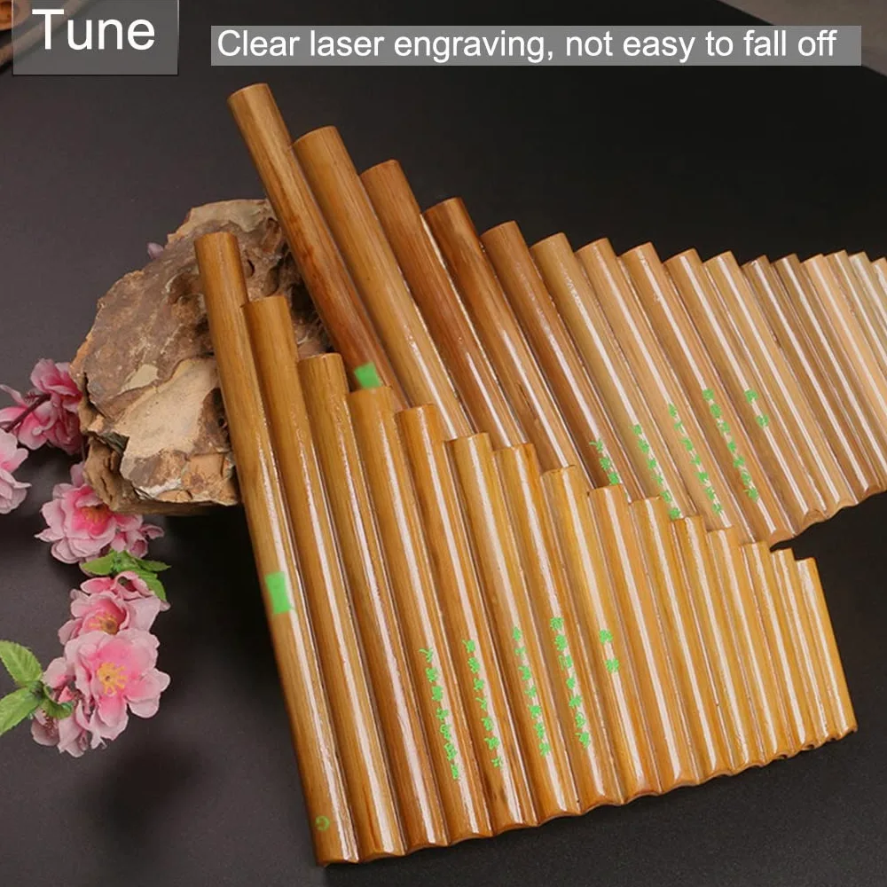 Flauto di Pan Professionale Flauto di Pan A Canne 15-22 per Esecuzioni Professionali, Pan Flute Dritto di bambù Amaro, Strumento Musicale Tradizionale Cinese (Color : 15 Tubes, Size : G Key)