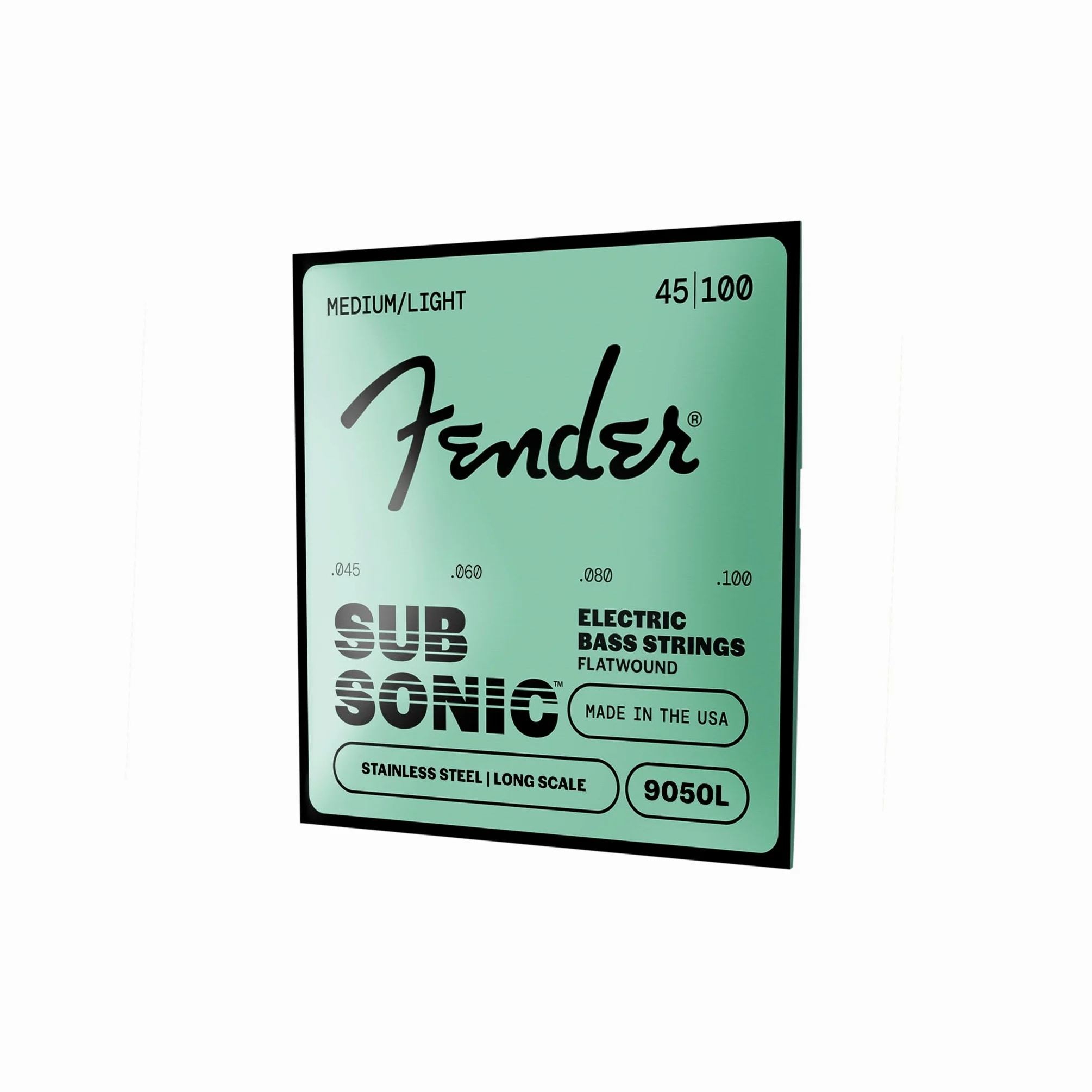 Fender Stainless 9050's Bass Strings, Stainless Steel Flatwound, 9050L .045-.100 Gauges, (4)