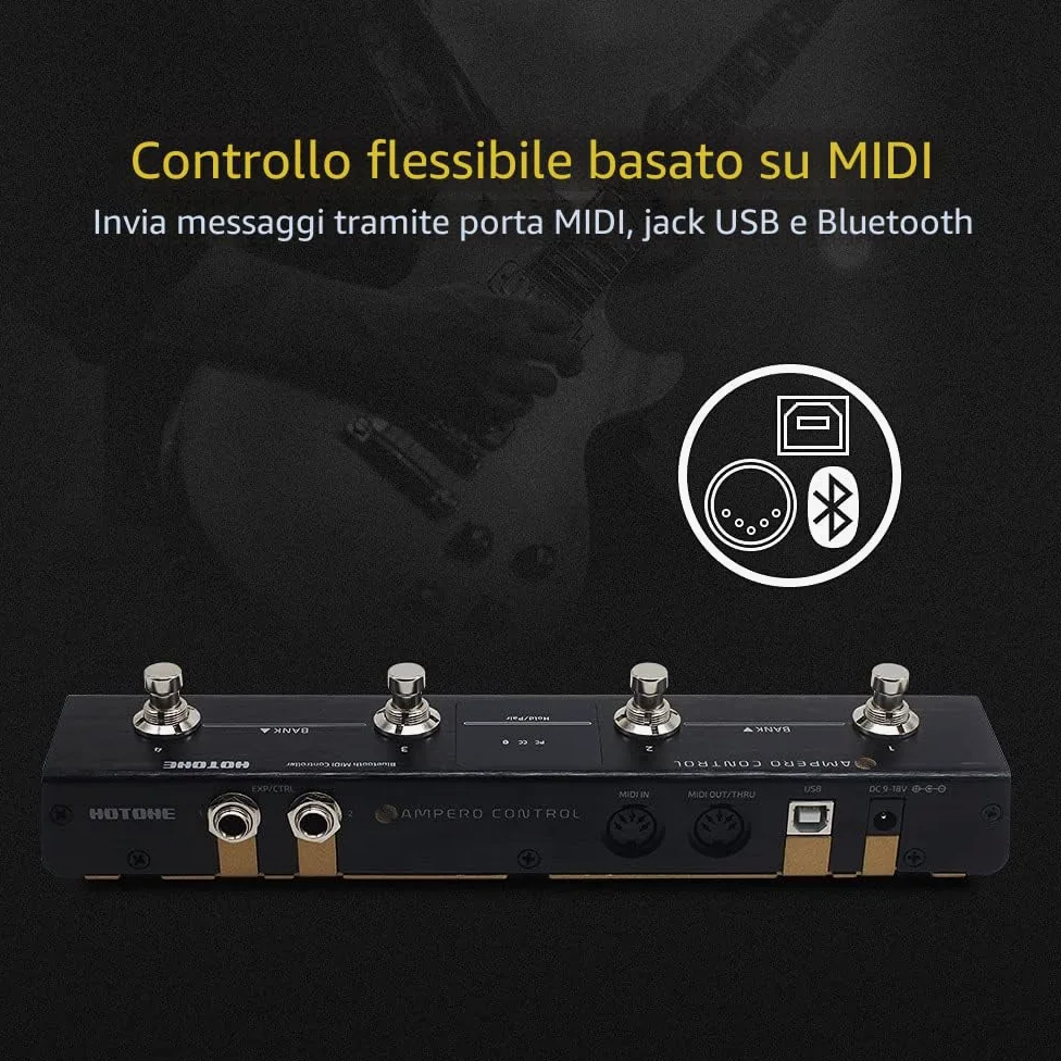 HOTONE MIDI Foot Controller pedale Bluetooth Ampero Control 4 tasti