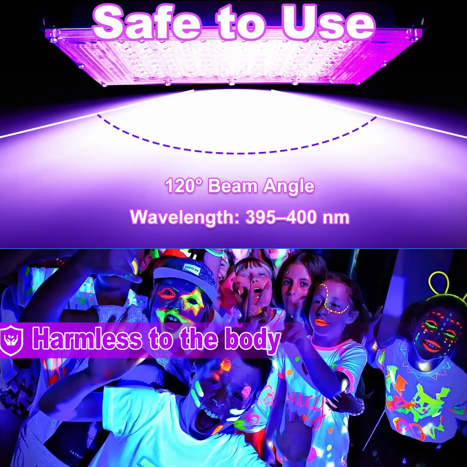 Luce Nera UV 100W, Indmird 2 Pezzi Faretto UV LED con Interruttore, 395-400nm Potente Faro UV Impermeabile IP65 Lampada UV per Festa Glow,Pittura,Acquario,Natale,Halloween