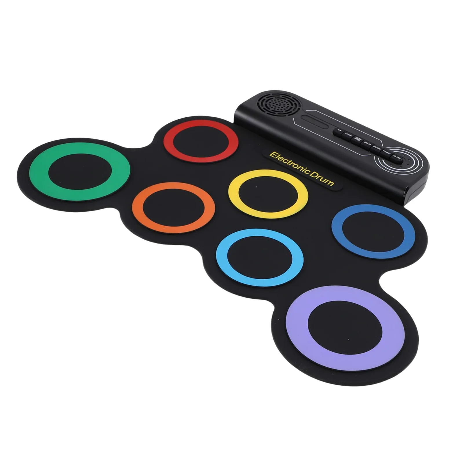 Alomejor Set di Batteria Elettronica Arrotolabile, Pad per Batteria con Altoparlante Stereo Integrato con 7 Pad, 2 Pedali, Ricaricabile per Esercitazione dei Bambini