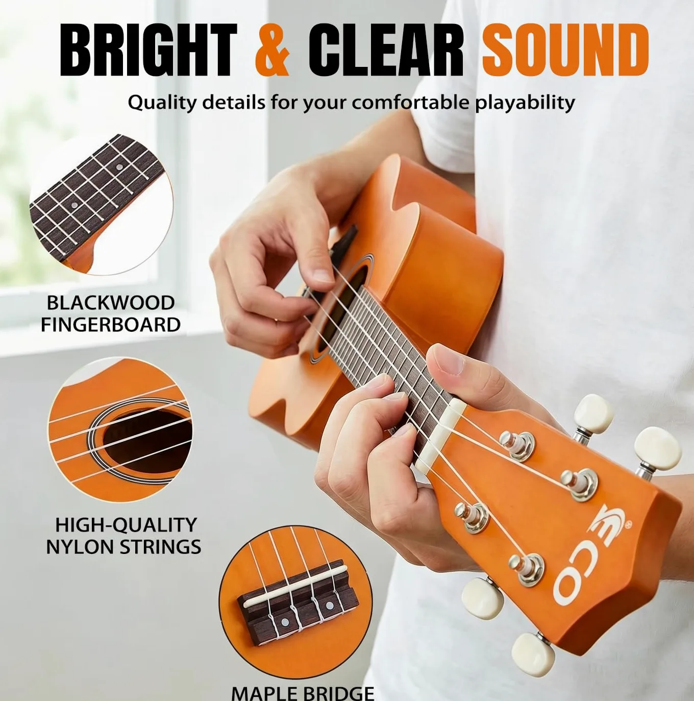 Kit per principianti di ukulele soprano per bambini e principianti, ukulele da 21 pollici con libro di canzoni, custodia, cinturino, accordatore, corde e plettri - Blu