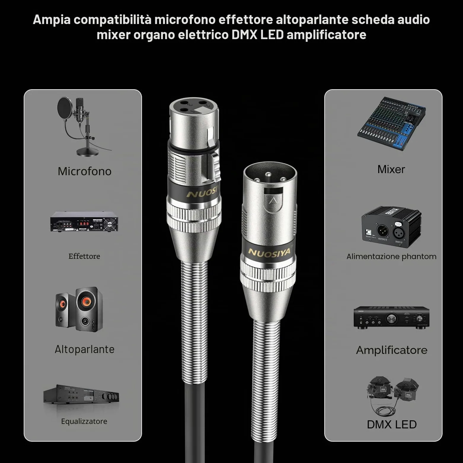 Cavo XLR Bilanciato 10m, 2 Pacchi Design SR a molla in metallo Cavo per Microfono,per Registratore da Studio, Microfono, Mixer, Sistema di Altoparlanti