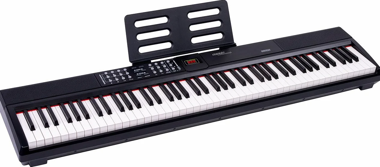auvisio E-Piano digitale con 88 tasti hammer action e supporto, Bluetooth, MIDI USB, pedale sustain