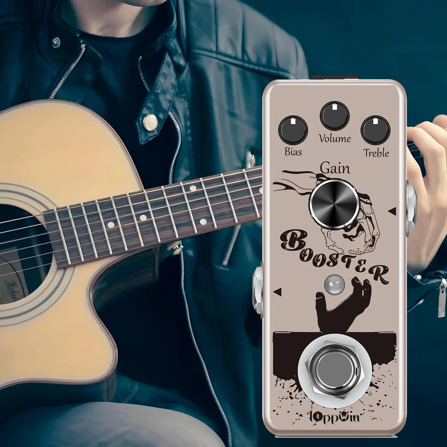 Pure Boost 20dB+ Clean Boost Pedal - ±15dB Equalizzatore a 2 bande, involucro in metallo, True Bypass per chitarra/basso