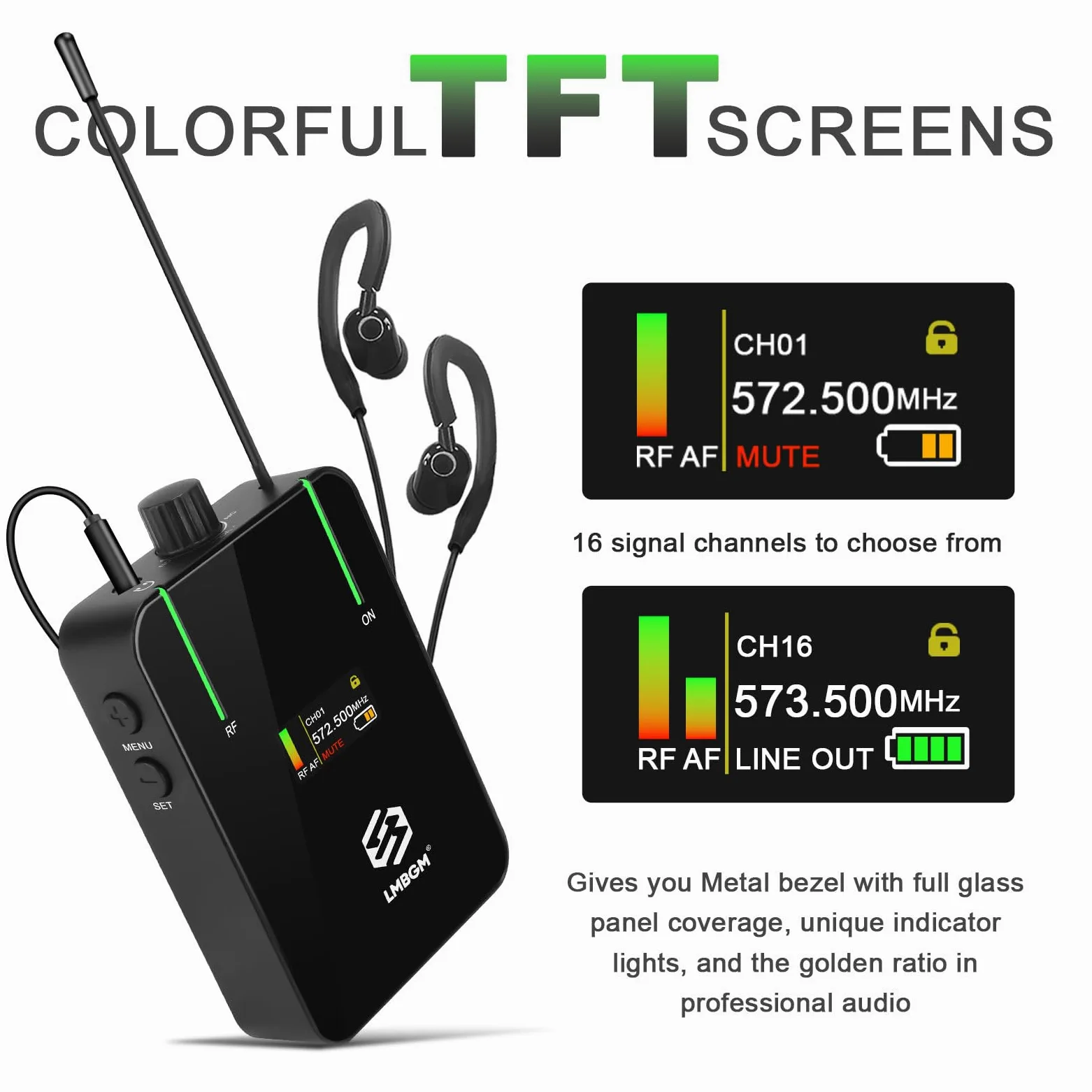 AR9 UHF Mono Wireless Monitor Pro System Transmitter and Beltpack Receiver for Studio, Band Rehearsal and Live Performance (AR9 Pro-1)