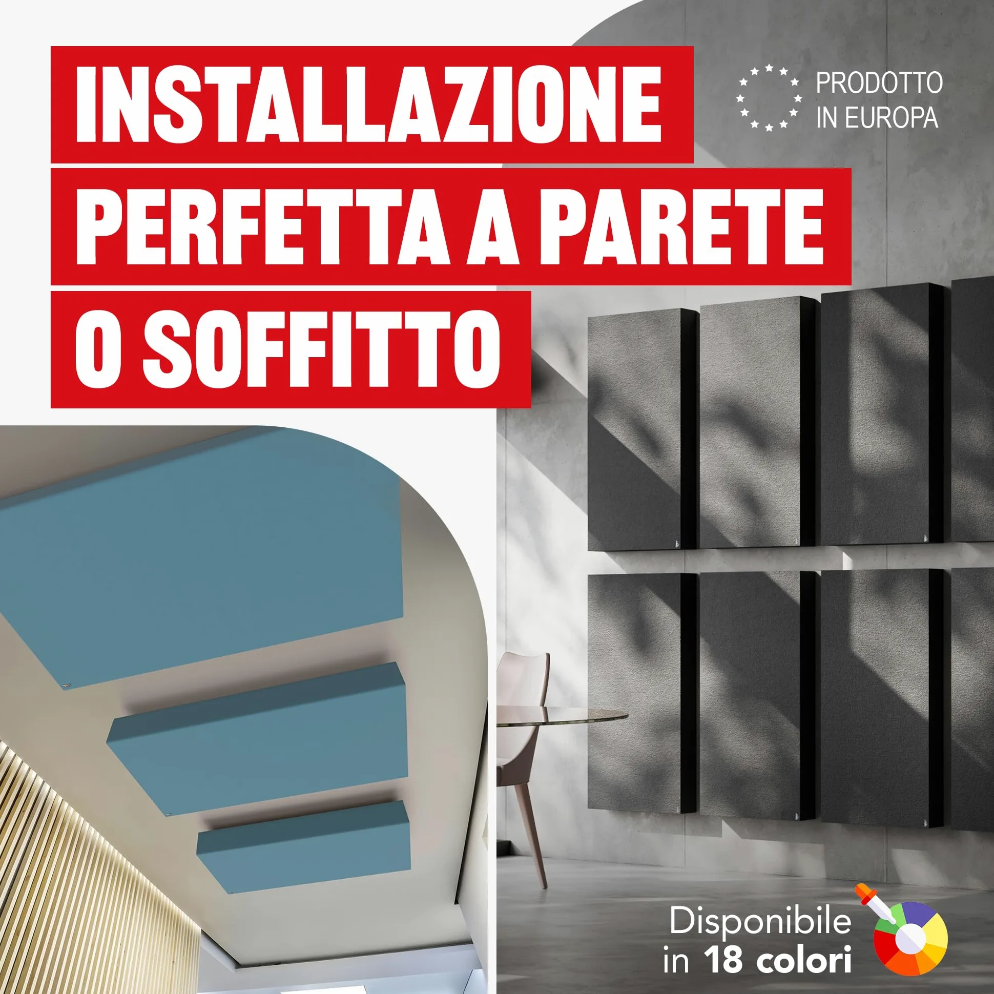 Addictive Sound Pannelli Fonoassorbenti Premium, pannello acustico qualità studio con lana acustica, Classe A di assorbimento, prodotto in UE, kit parete/soffitto, 100x50x11 cm, 8 kg, Nero