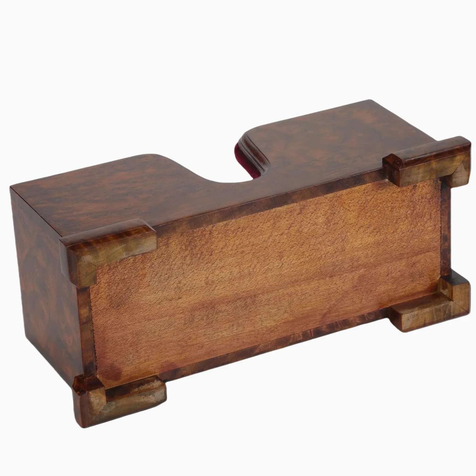 Supporto per violino e archetto (supporto), supporto per violino in legno con protezione in velluto, estetica stabile ed elegante (legno di radica + velluto rosso)