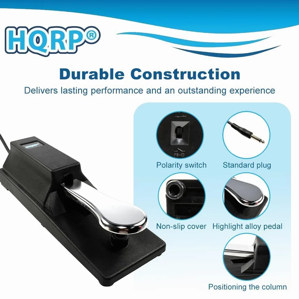 HQRP, pedale prolungamento universale stile pianoforte per tastiere digitali M-Audio/Yamaha/Casio/Roland/Korg/Kurzweil