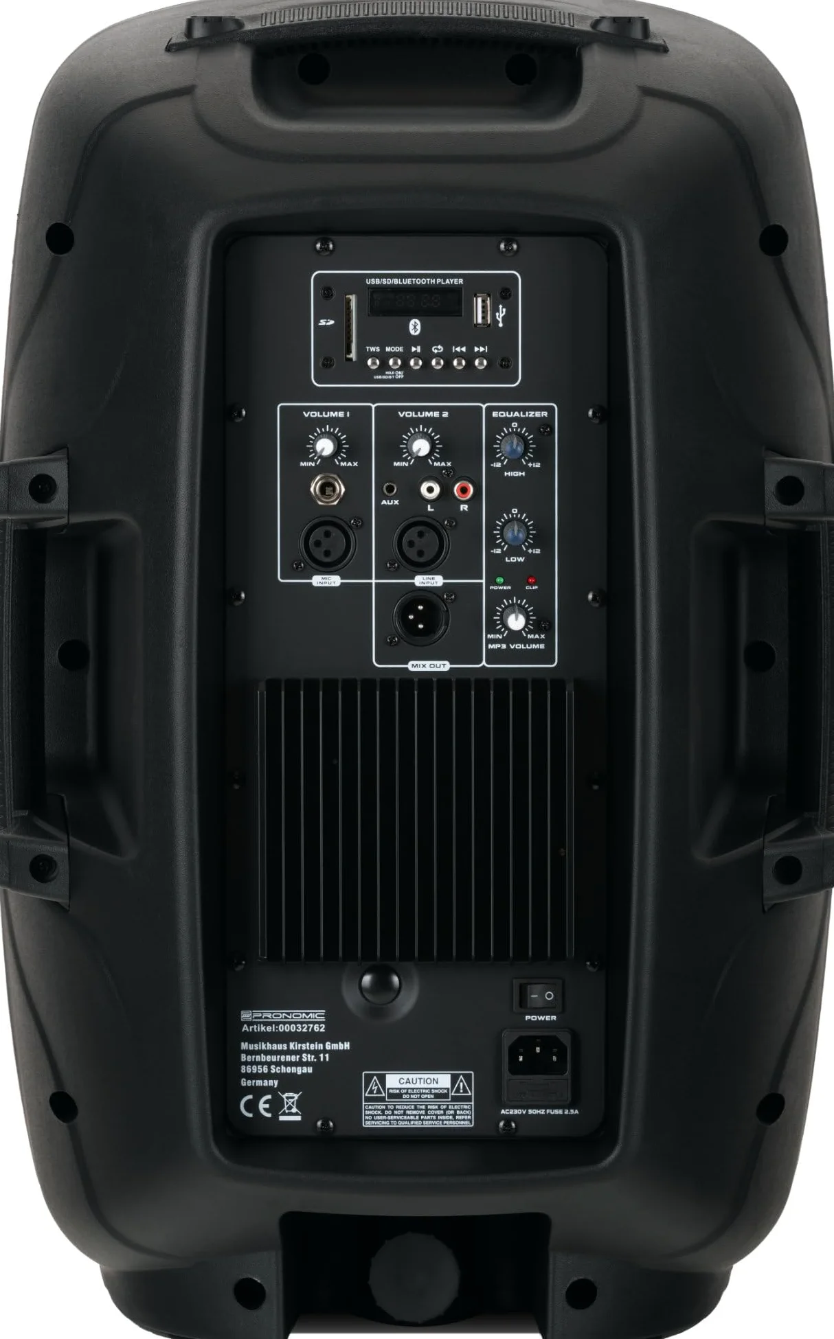 Pronomic 118S-212A Impianto PA Attivo - set PA attivo con 1 subwoofer da 18" e 2 satelliti da 12" - 600 watt potenza totale (RMS) - inclusi supporti per casse e cavi da 10m