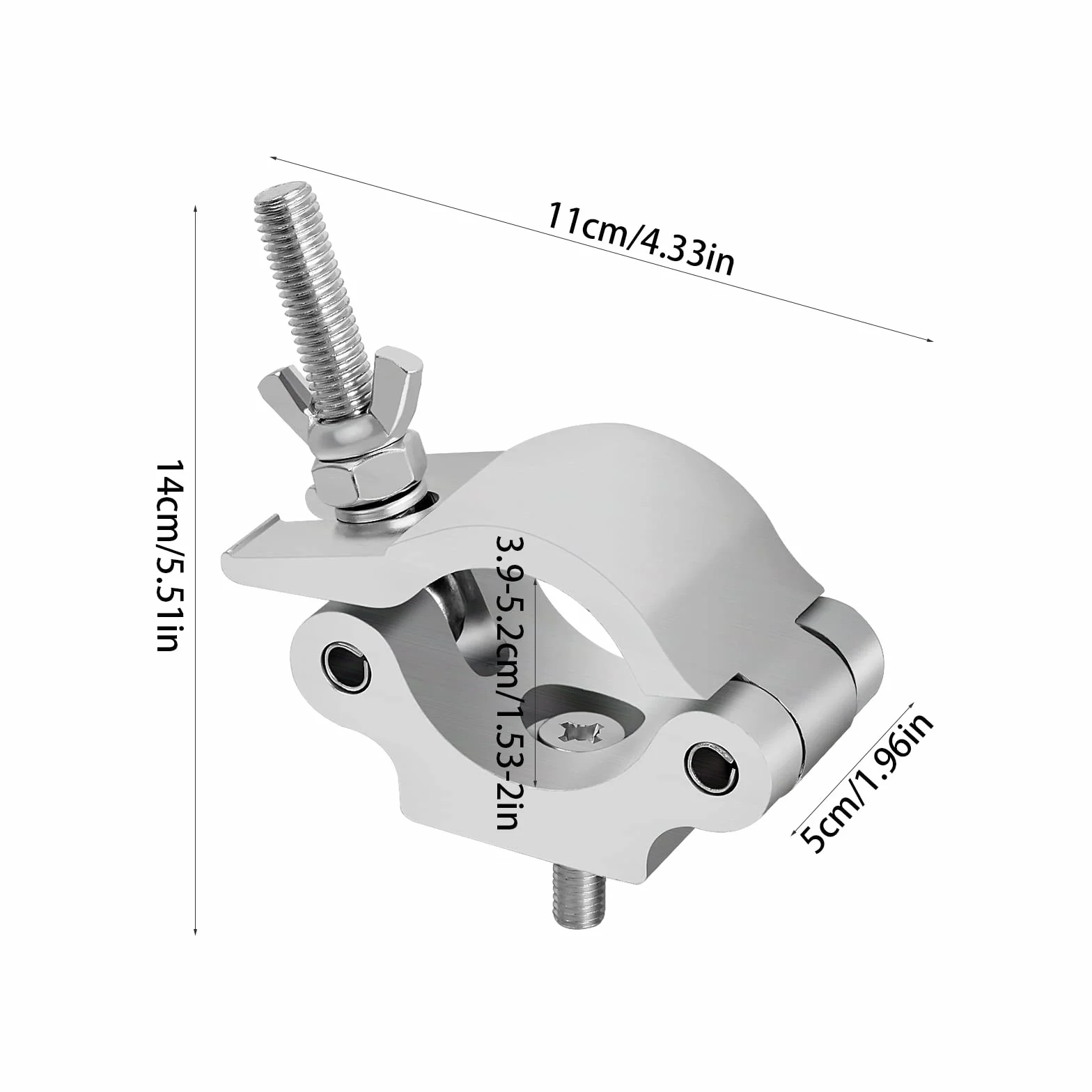 2 Pcs Morsetto per Luci DJ da Palco 38-54mm, O-Clamp Morsetto a Gancio in Lega di Alluminio, Montare Morsetti Mezzo Accoppiatore con Dadi Ad Alette, Morsetto da Palcoscenico per Luci, Carico 150kg