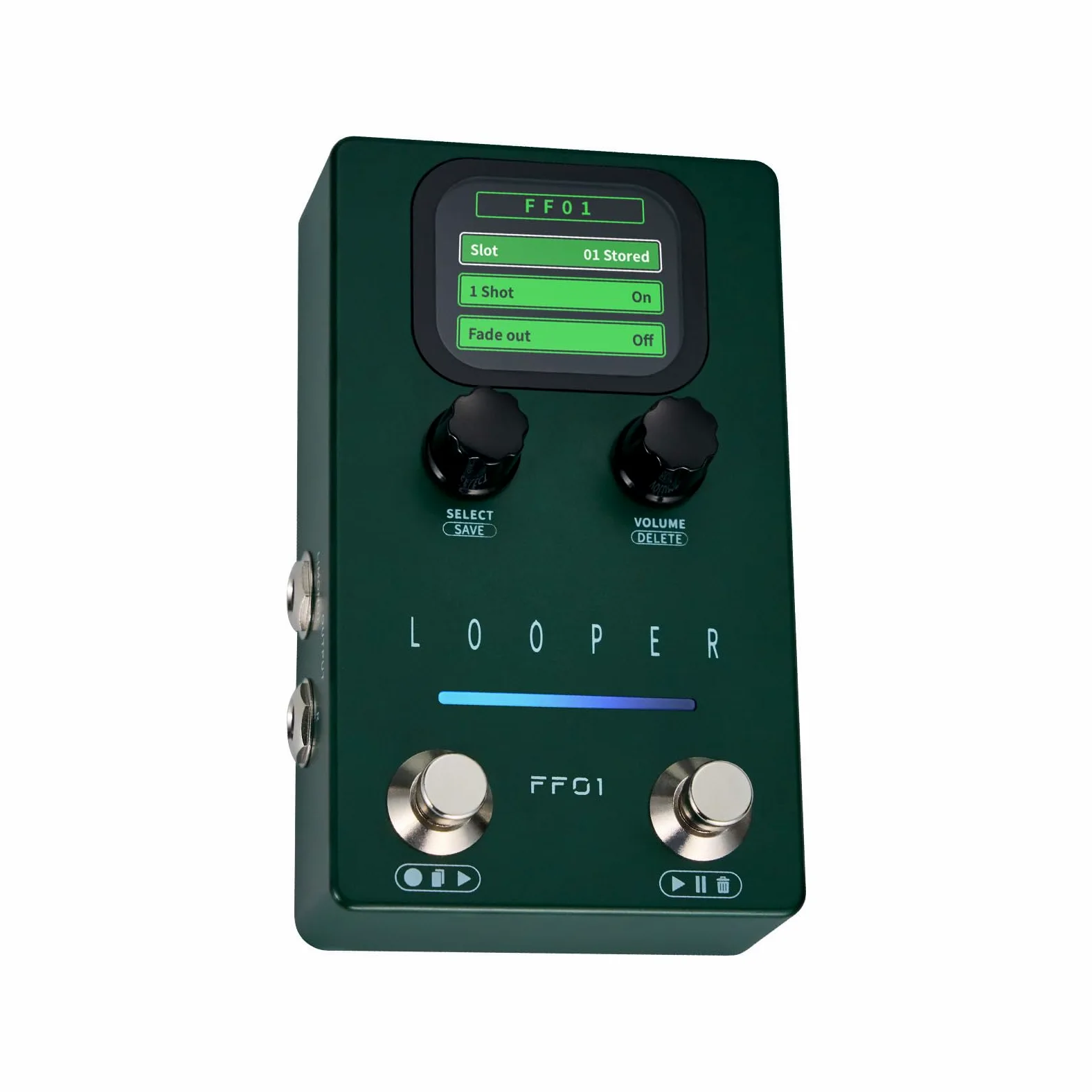 Walmeck Flamma Looper Pedal per Chitarra 40 Slot 160 Minuti Tempo di Looping Stereo Gestione dei Dati USB Materiale ABS Verde (Plug)