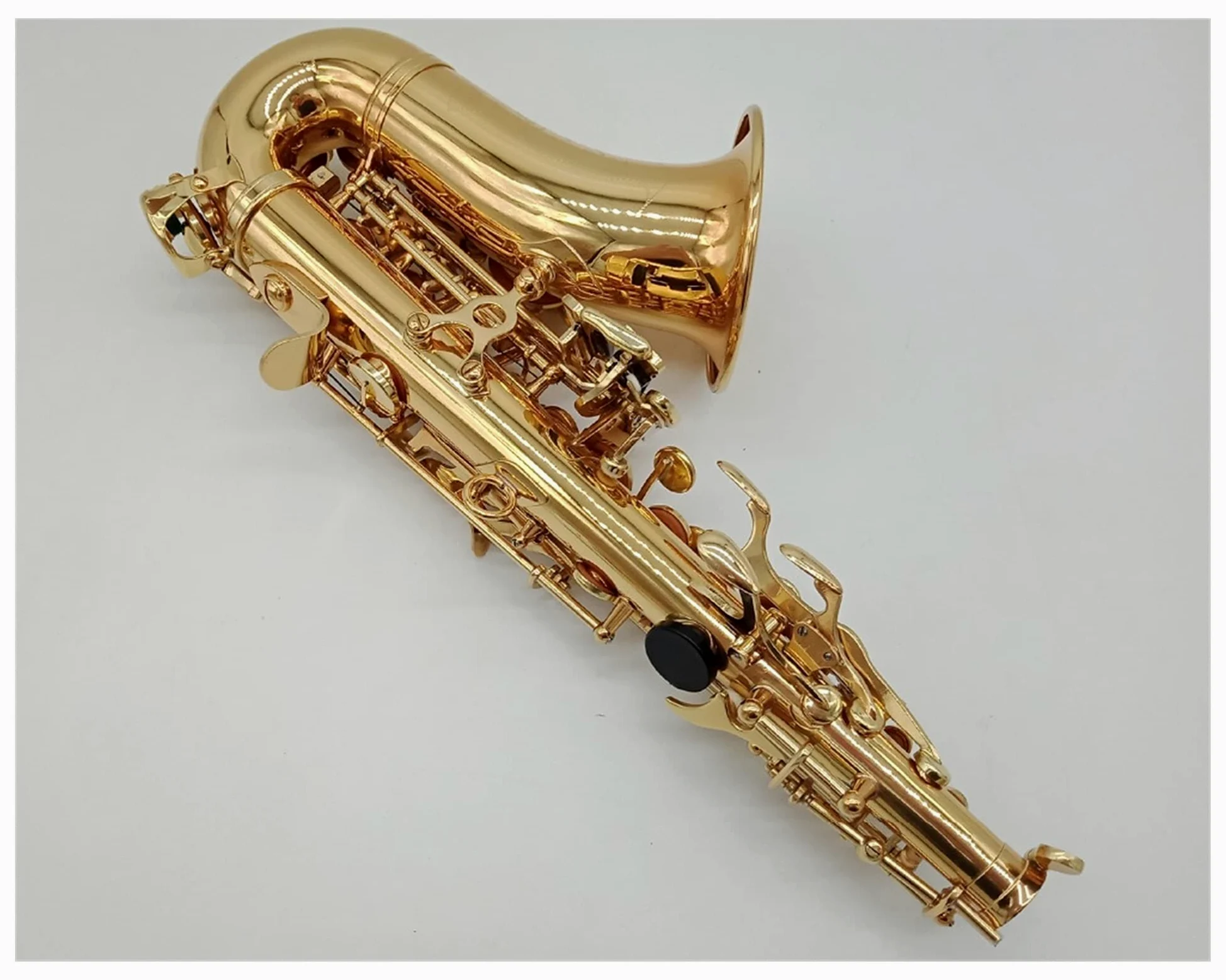 Set di Sassofono Laccato in Oro Curvo Soprano Sax Bocchino Reeds Collo Accessori per Strumenti Musicali Studente di sassofoni