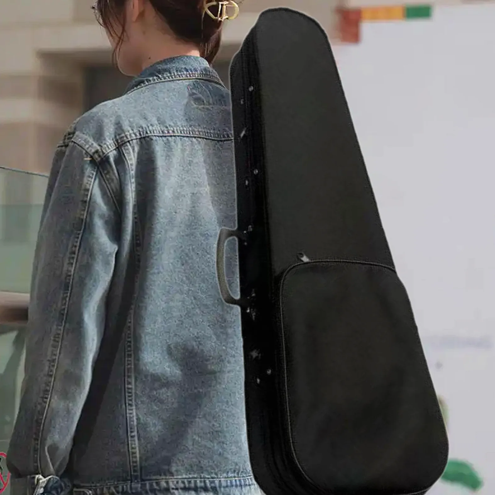 Custodia Rigida per Violino, Zaino, Leggera, Imbottitura in Schiuma Oxford, Doppia Cerniera, Portatile, per Musicisti, Viaggi, Uso Quotidiano, Lunghezza 64.5 Cm