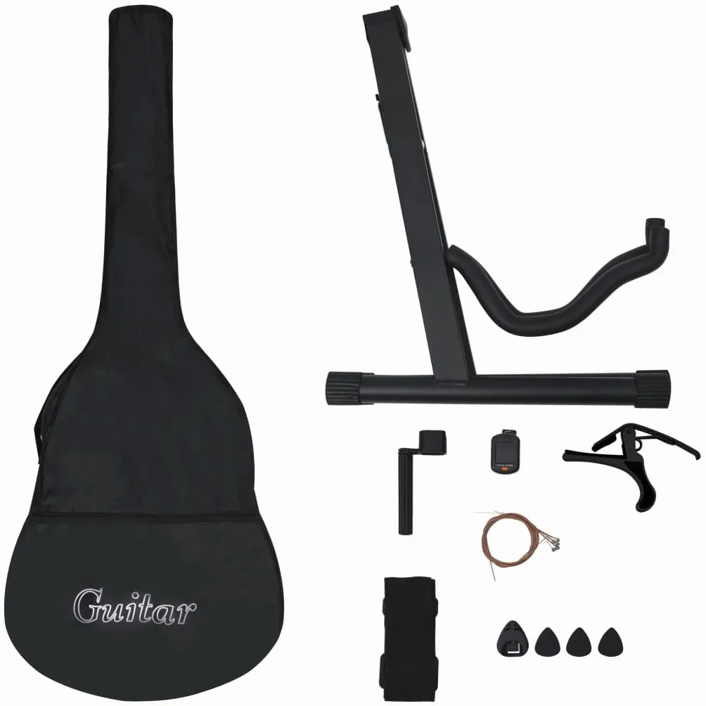 Set chitarra classica per principianti, 12 pezzi, nero 4/4 99,1 cm