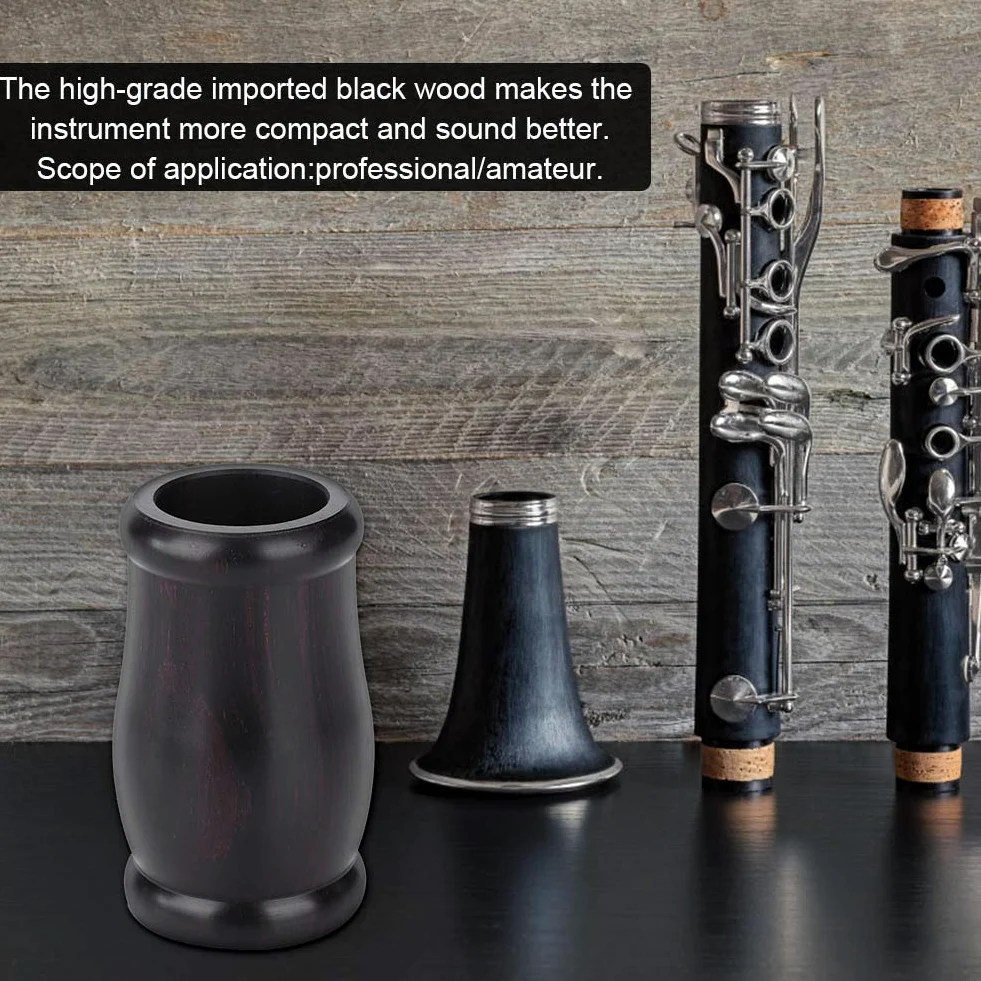 POENVFPO Barilotto per Clarinetto Professionale in Legno di Ebano, Diametro Interno 23 Mm, qualità Premium per Musicisti, Leggero 37 G, Nero