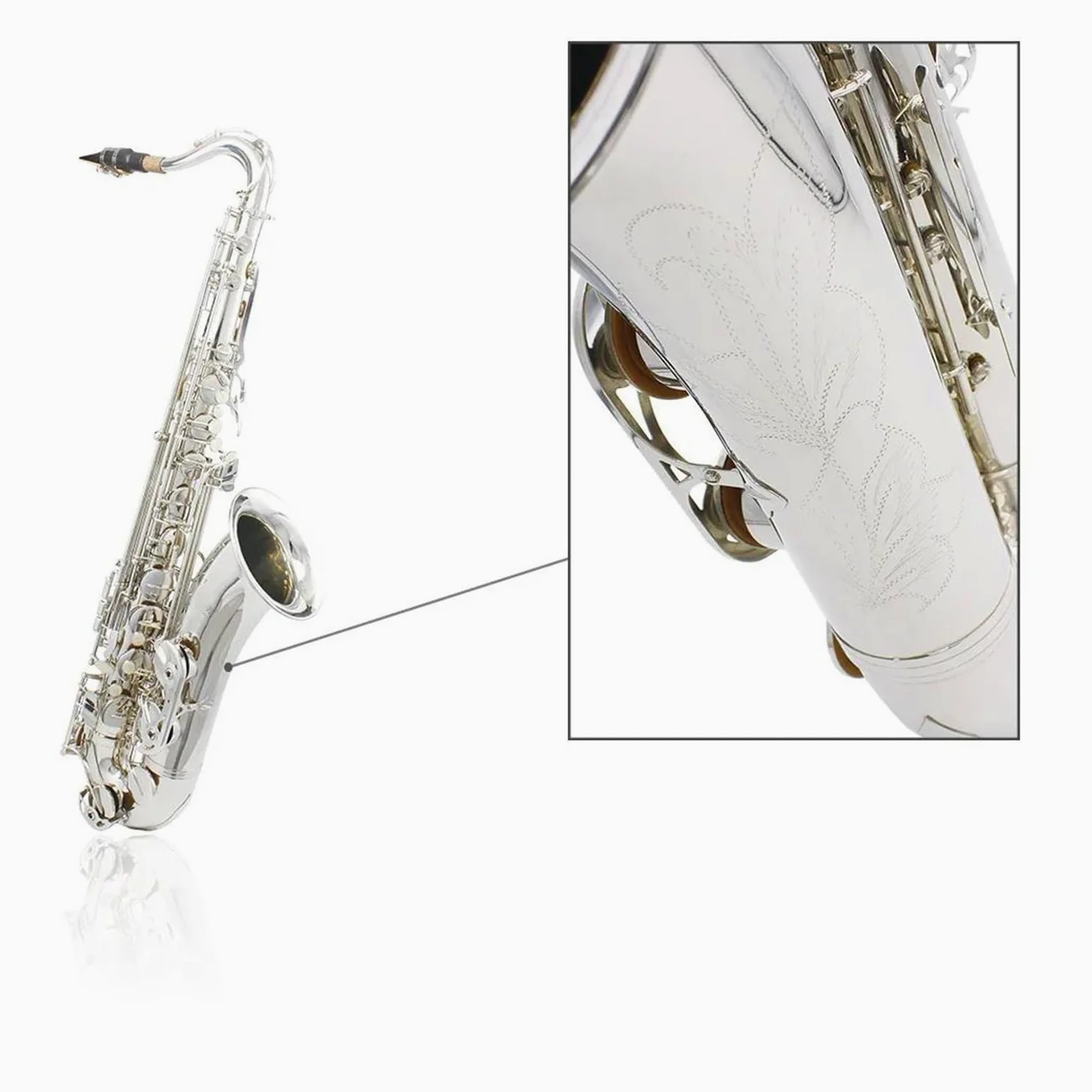 sassofono SILVERING Professional Bb Sax Tenore Sax Tenore Argento Accessori Completi
