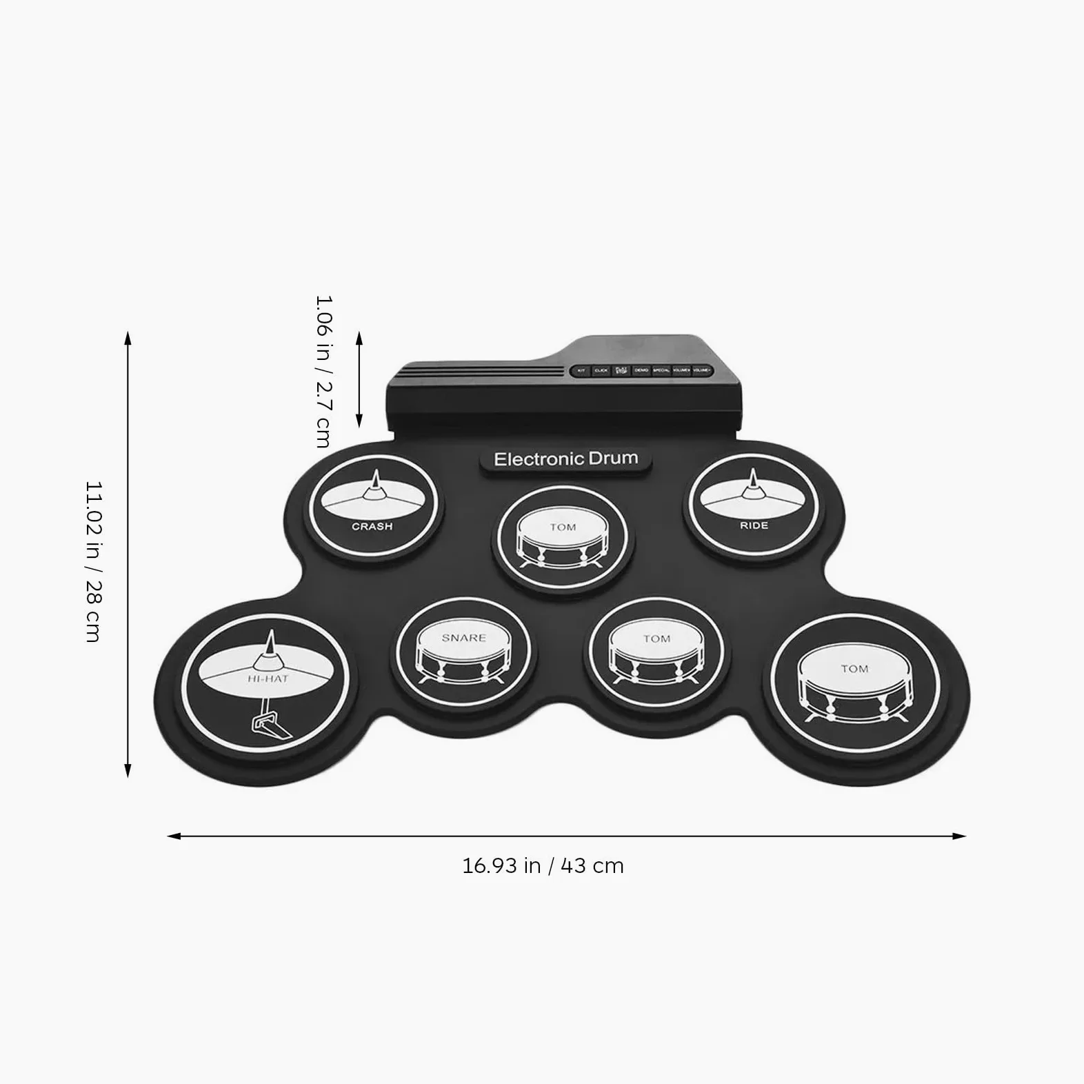 Zerodeko Batteria Elettronica Portatile in Silicone e Abs per Principianti Kit Digitale Silenzioso Pad per Pratica e Design Arrotolabile Facile da Trasportare