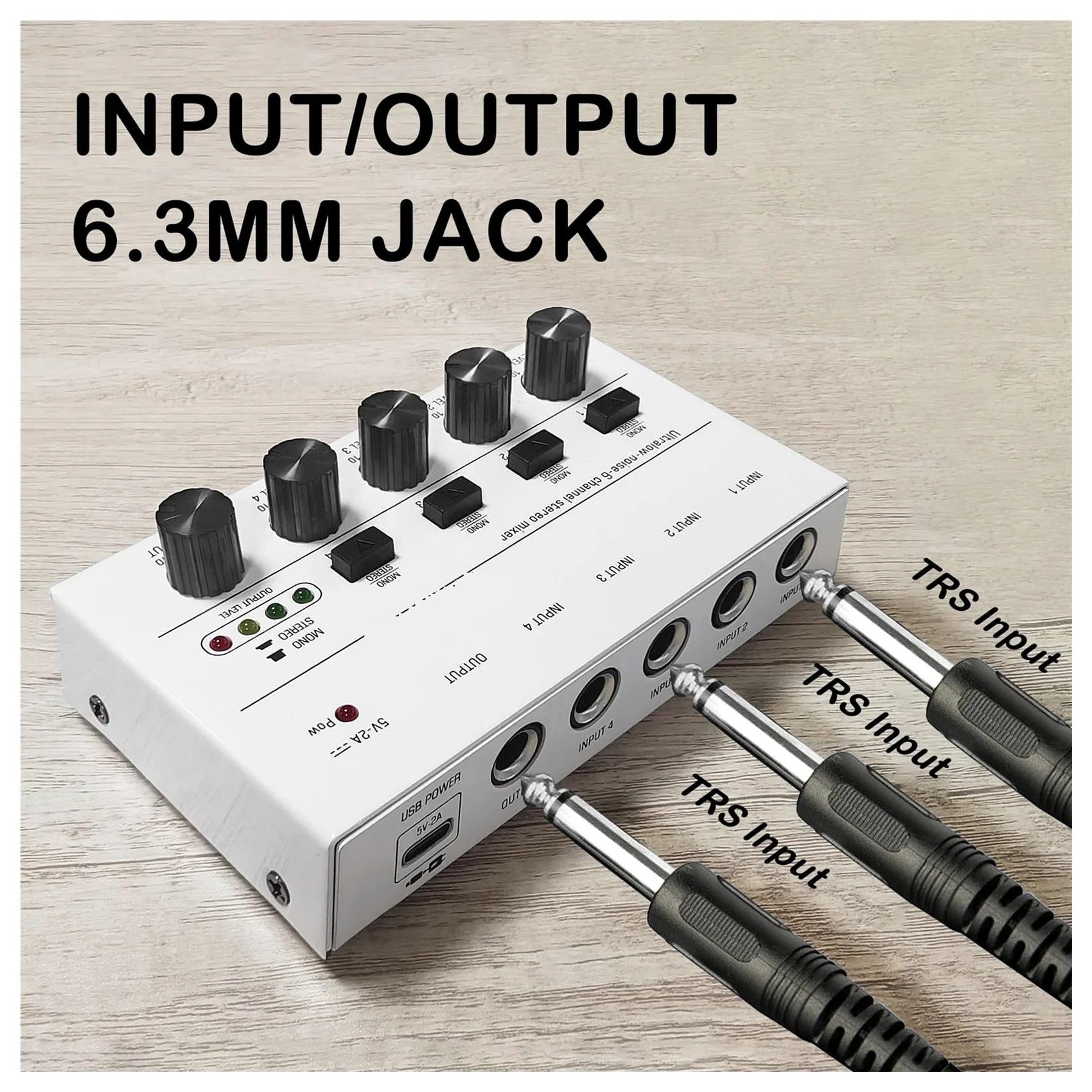 4 6 8 Canali Mini Mixer Audio Mixer Audio Mini Mixer Stereo Mixer Di Linea Portatile A Bassissimo Rumore For La Registrazione Di Apparecchiature Audio(MX6-White)