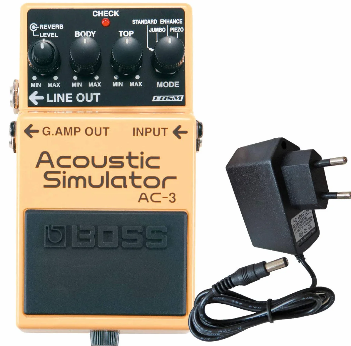 Boss AC-3 - Simulatore acustico per chitarra elettrica, con alimentatore di rete da 9 V