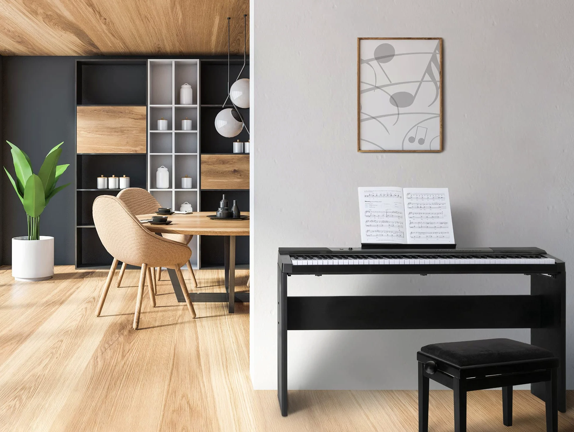 McGrey DK-88 Tastiera Beginner in Look Stagepiano - Tastiera per principianti con 88 tasti - con supporto - 146 suoni - Funzioni Split, Dual e Twinova - inclusa pedaliera sustain - Nero