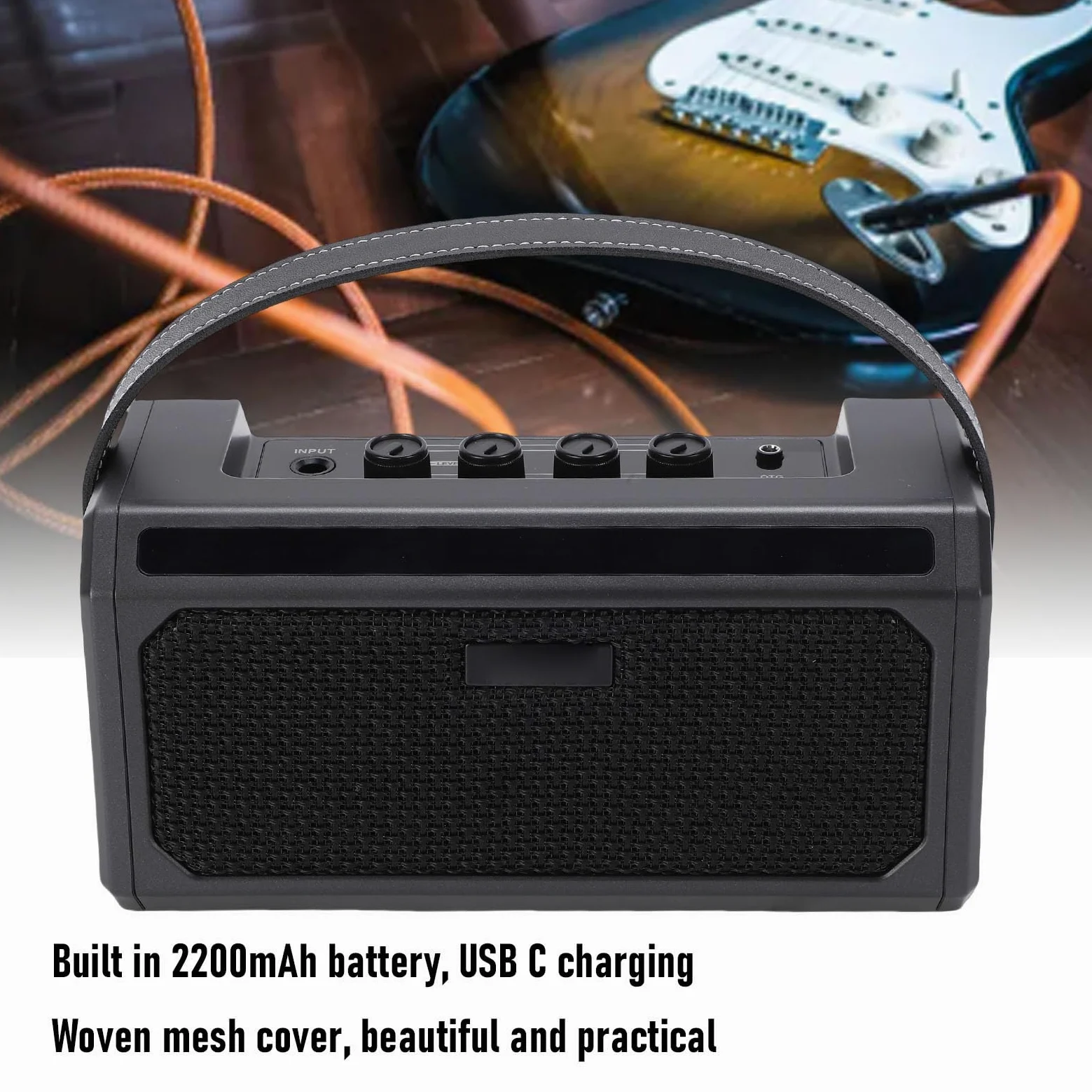 Topiky Amplificatore per Chitarra da 10 W, Amplificatore Portatile per Voce e Chitarra, per Cuffie Ricaricabile e Altoparlante con Jack per Cuffie, Portatile Wireless per Viaggiare