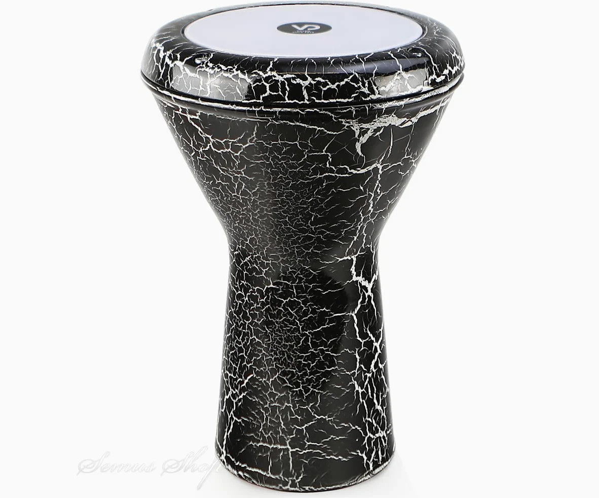 VD Vatan Darbuka, Tamburo orientale per bambini, in alluminio pressofuso, effetto laccato, colore: Nero/Bianco, 2040-S-B